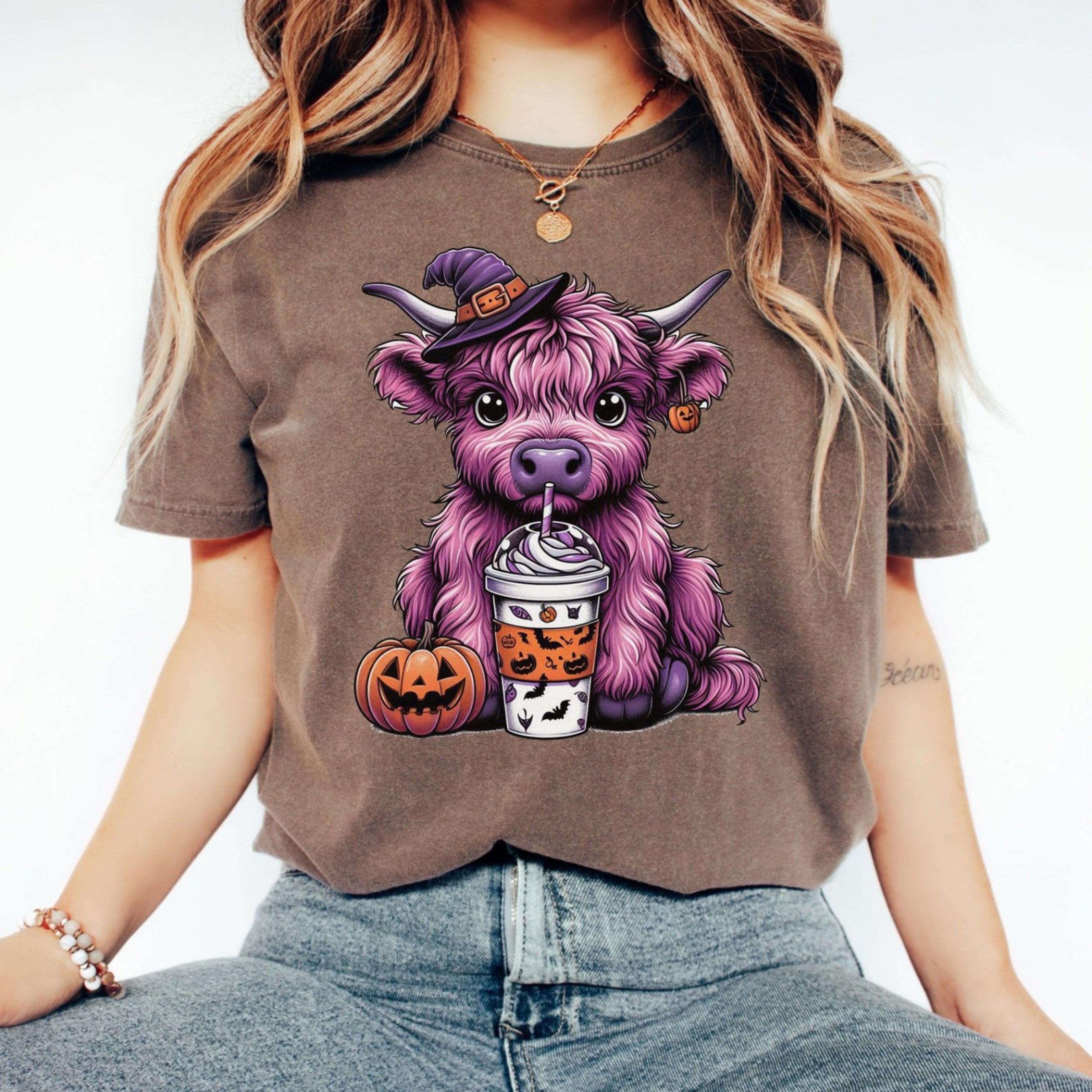 halloween highland cow shirt, cute cow shirt, womens halloween shirt, cute fall shirt, spooky season shi