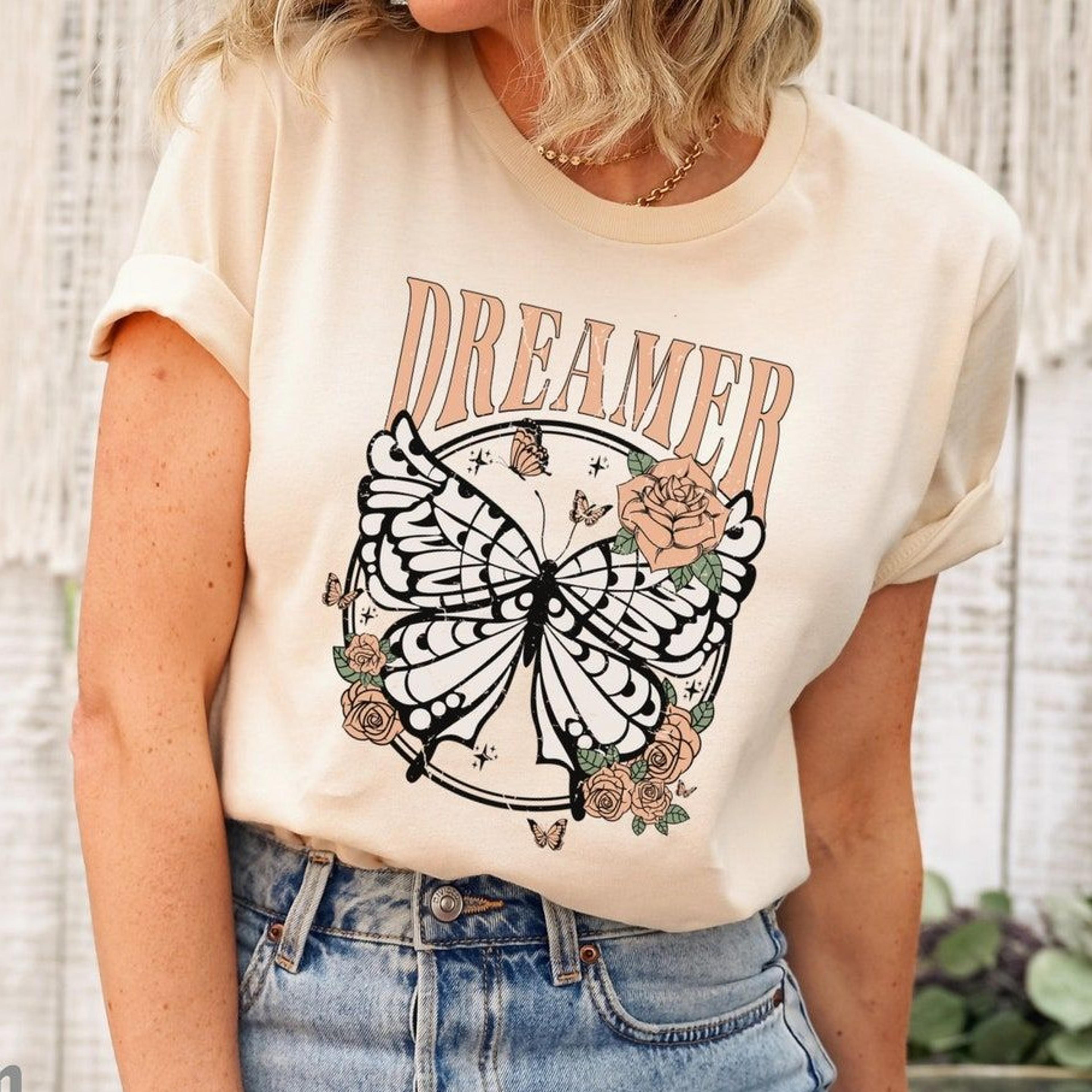 dreamer butterfly sweatshirt boho motivational graphic sweater for women