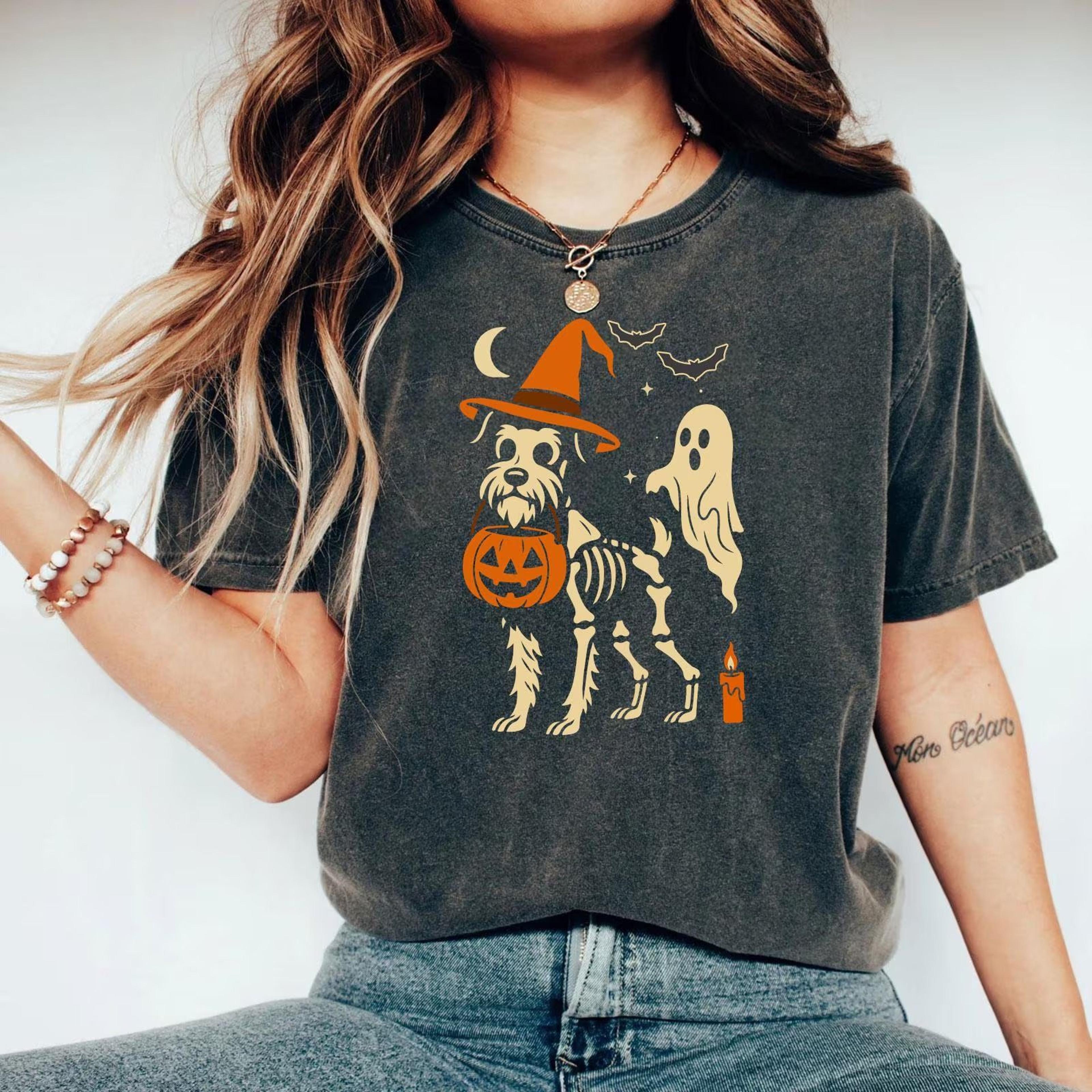 halloween schnauzer skeleton dog t-shirt | schnauzer halloween shirt | spooky schnauzer dog shirt | fall schnauzer lover