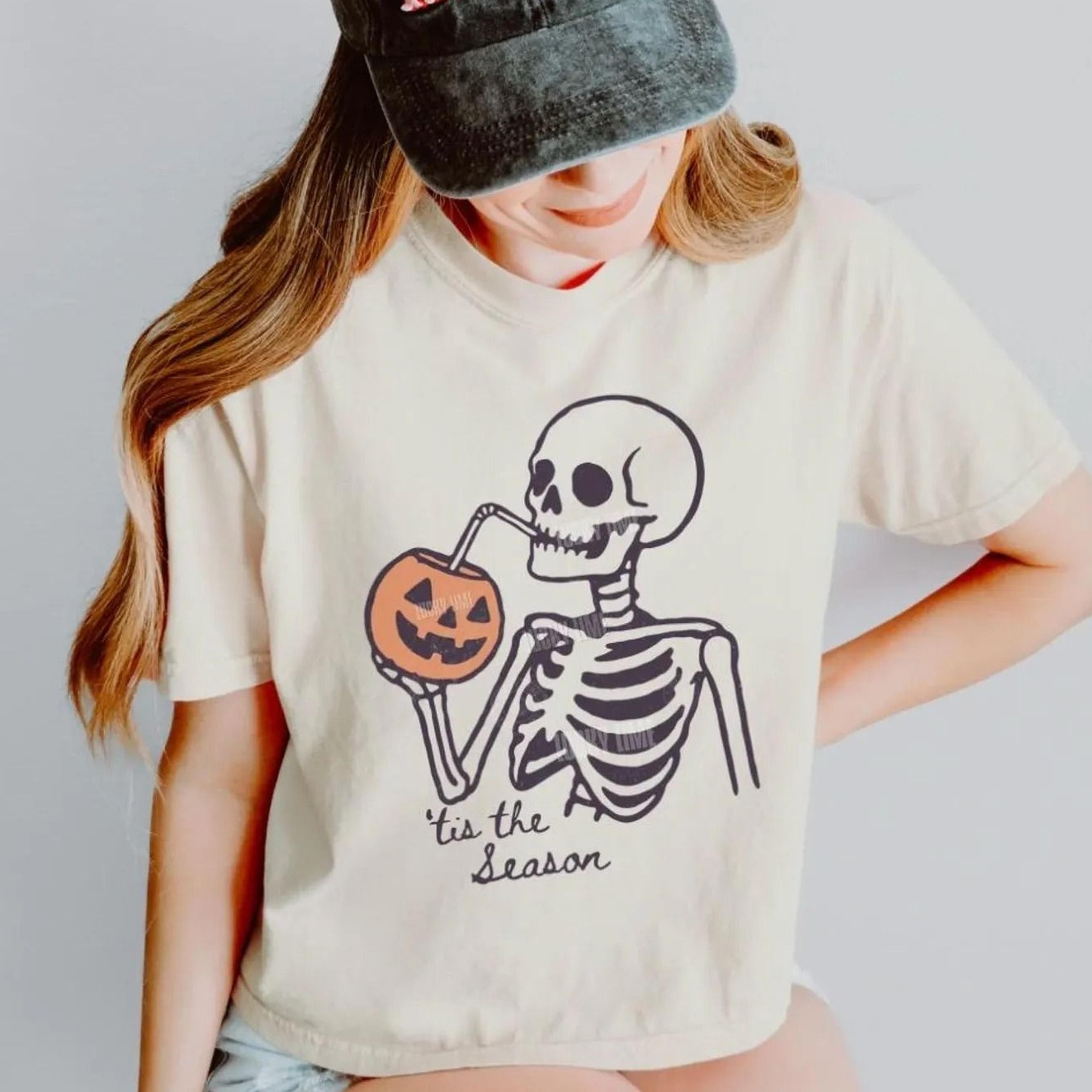 tis the season halloween cropped shirt, skeleton halloween shirt, funny halloween, summerween