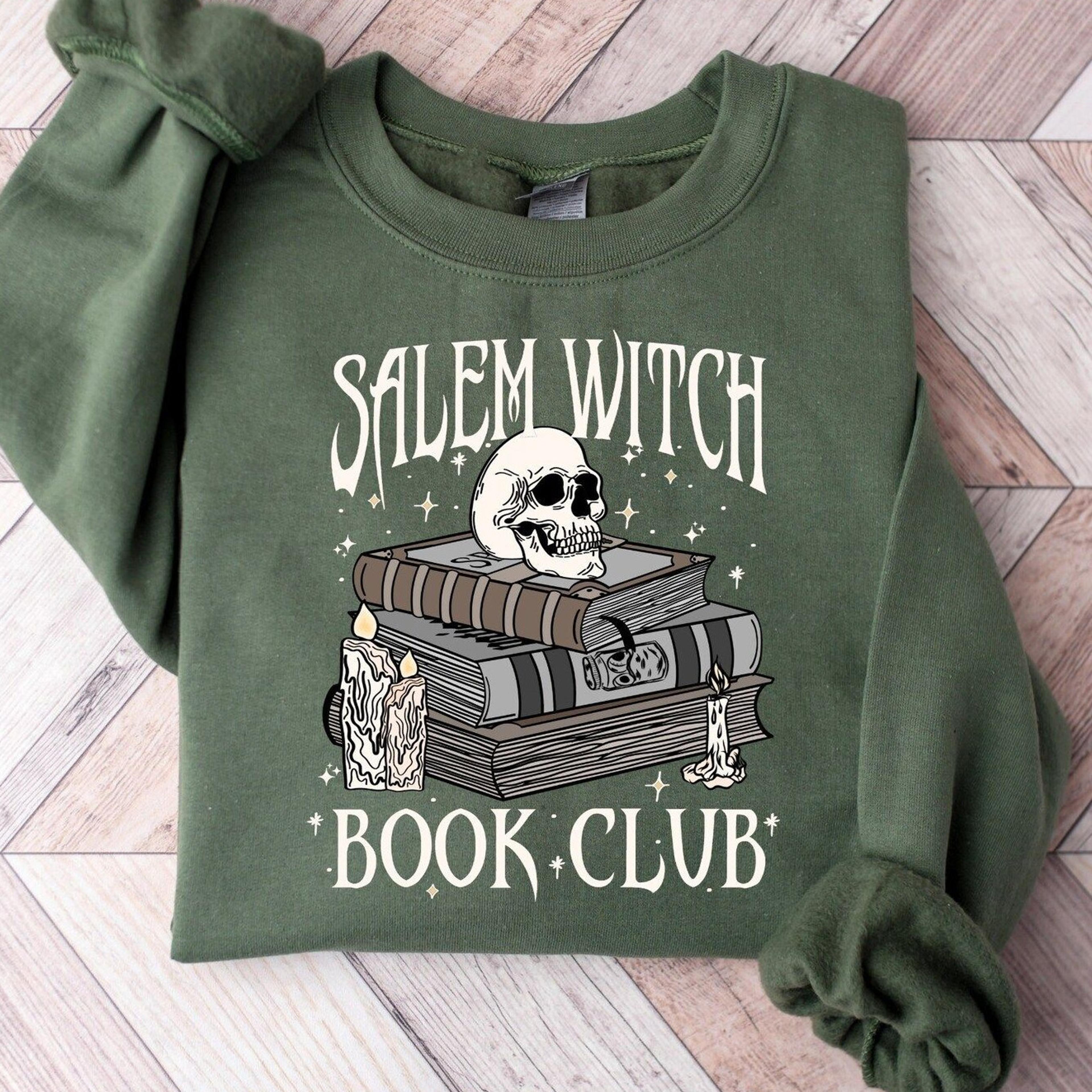 salem witch book club sweatshirt salem massachusetts halloween graphic sweater