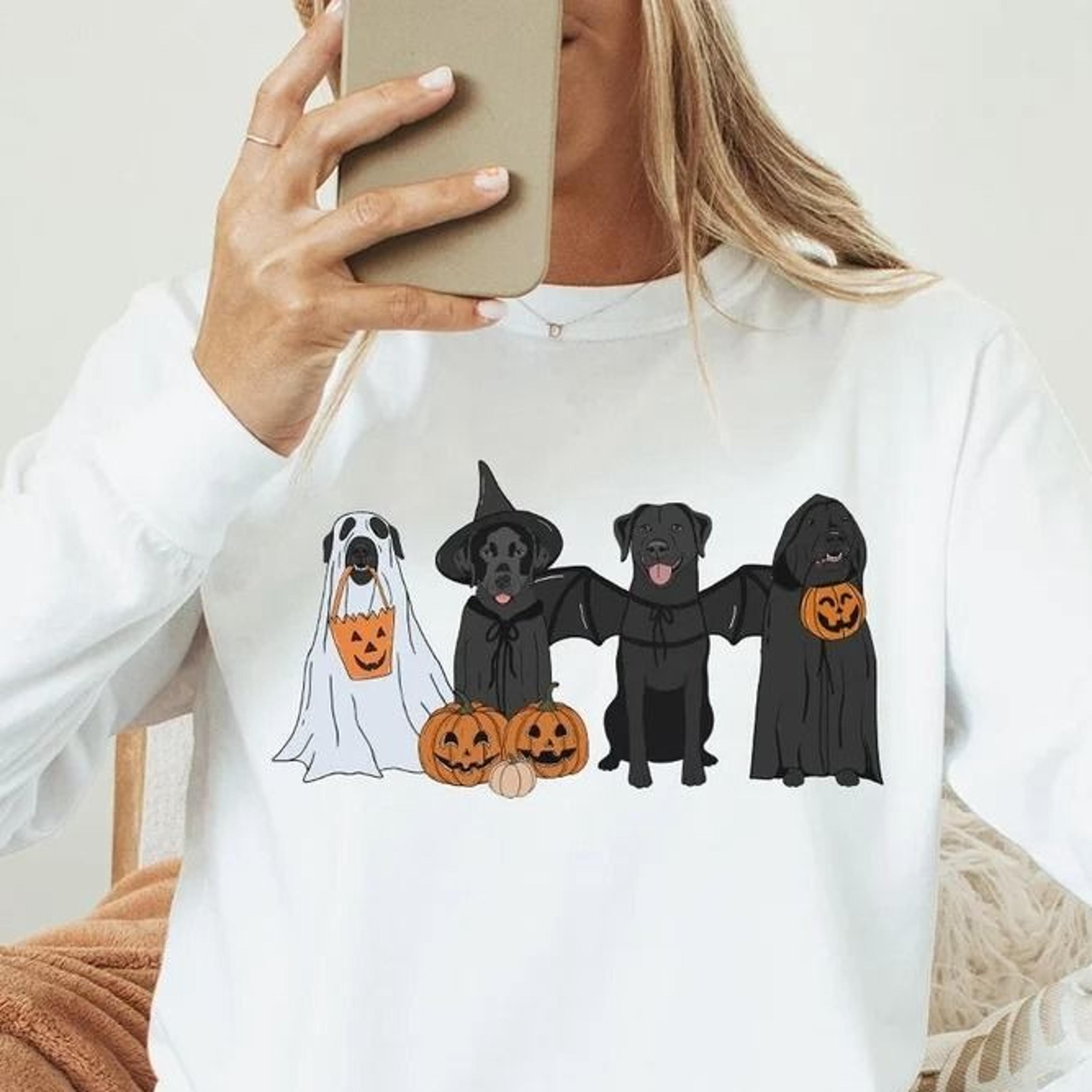 yellow labrador halloween shirt, halloween dog shirt for women, yellow lab gift for dog lover, dog ghost shirt, spooky s