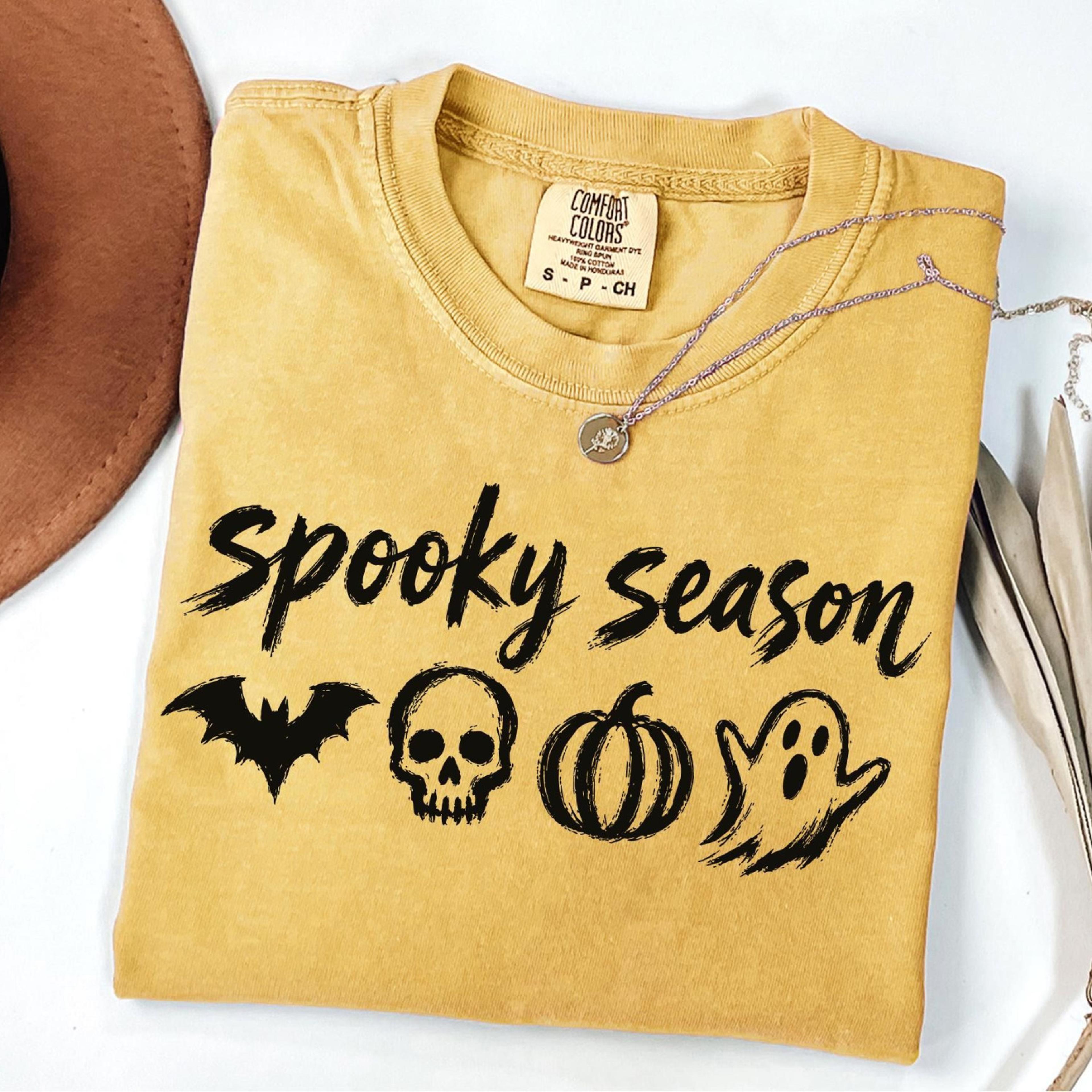 spooky season shirt bat skull pumpkin ghost cute halloween graphic tee