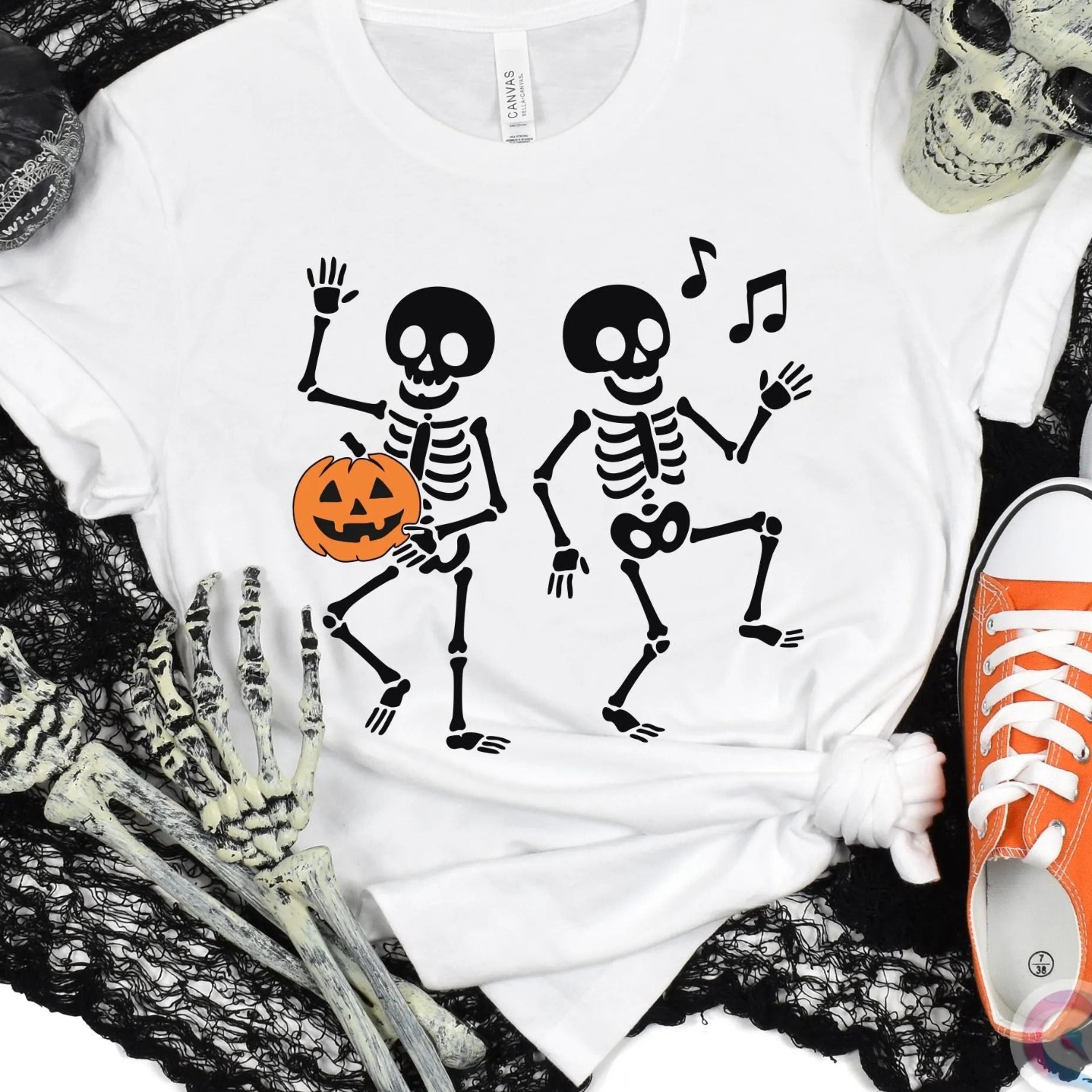 dancing skeleton halloween shirt soft cotton kids tee