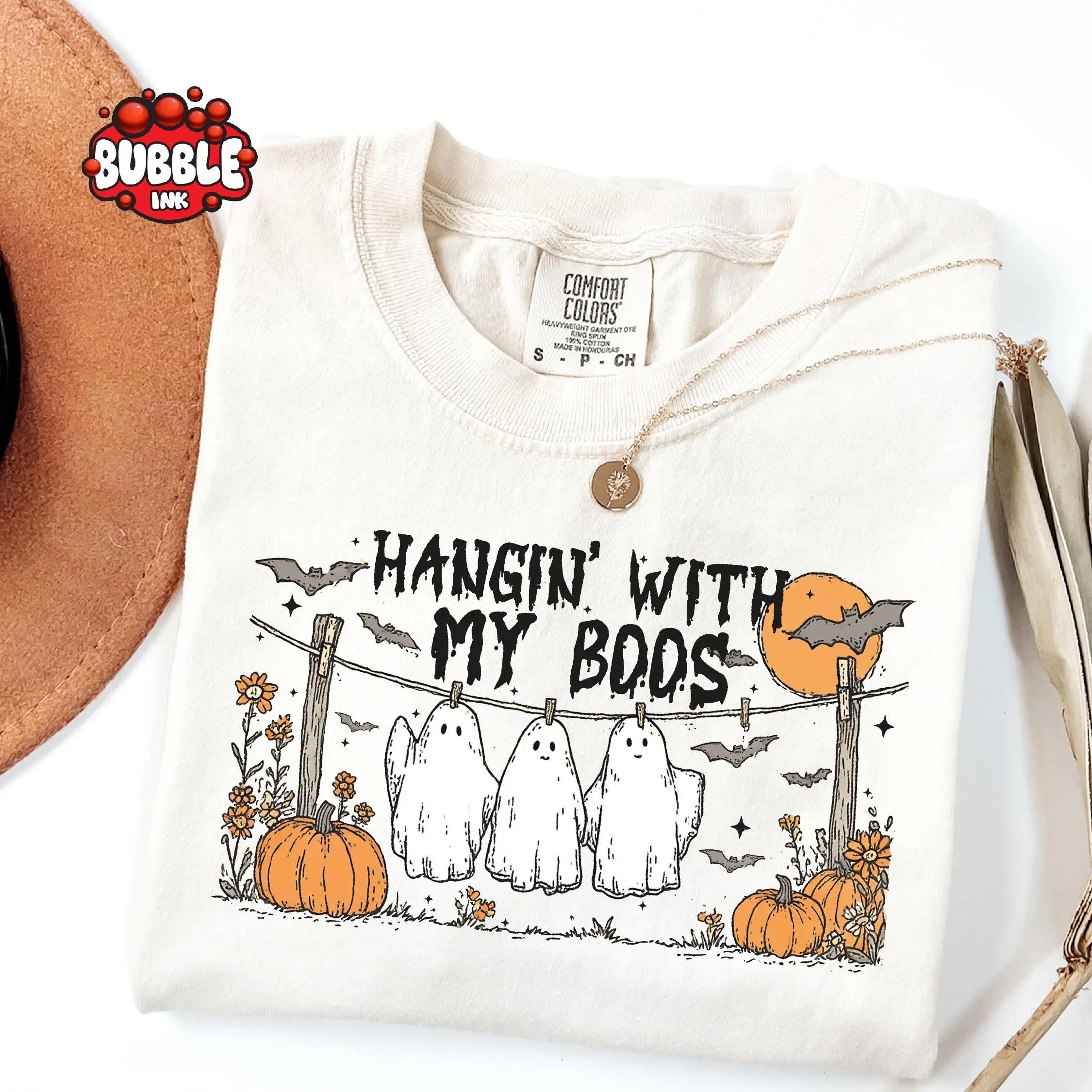 hangin with my boos shirt cute ghost halloween graphic tee