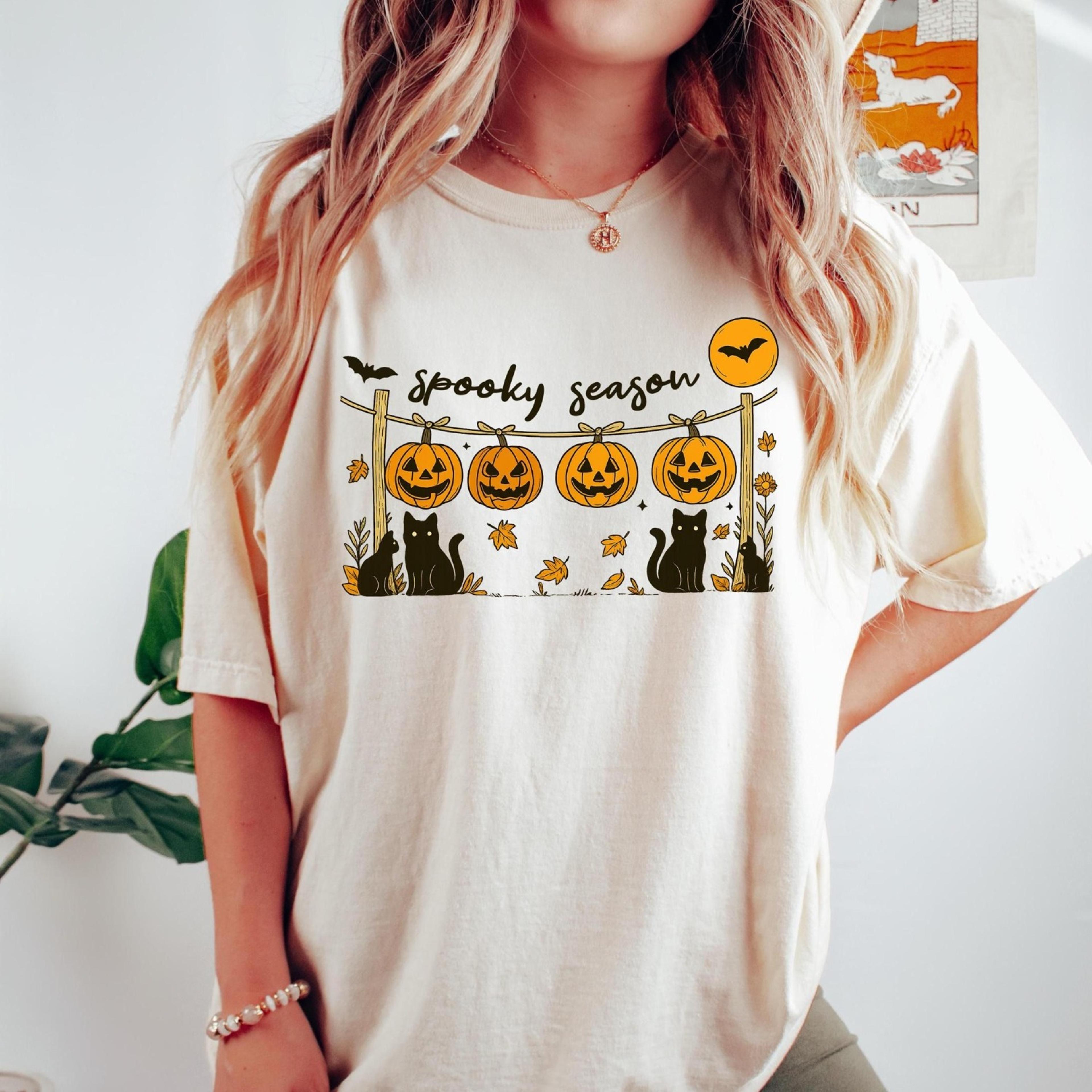 halloween shirt, spooky season shirt, ghost pumpkin shirt, halloween cat shirt, halloween gift, stay spooky shirt, pumpk