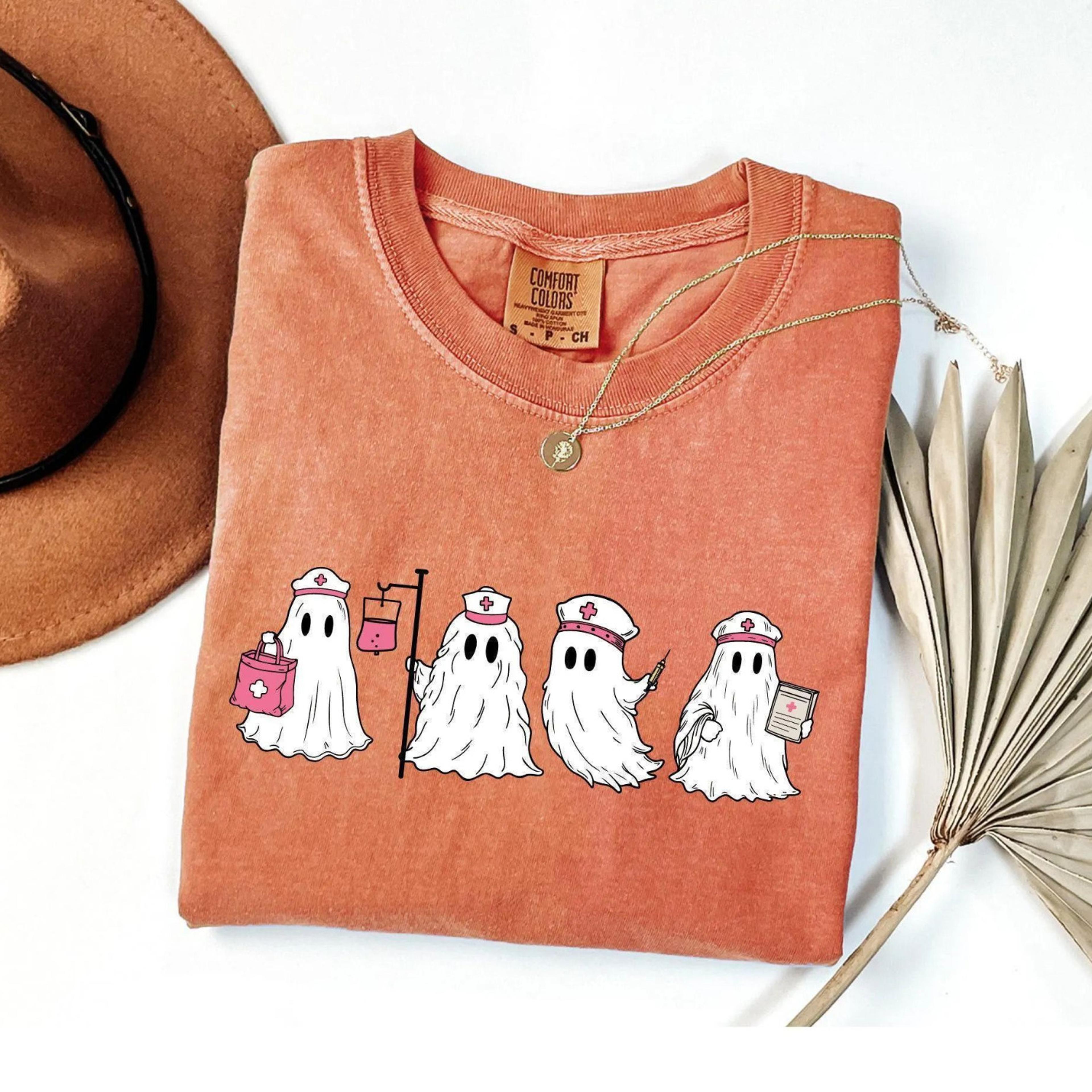halloween ghost nurse shirt nurse boo crew spooky halloween graphic tee