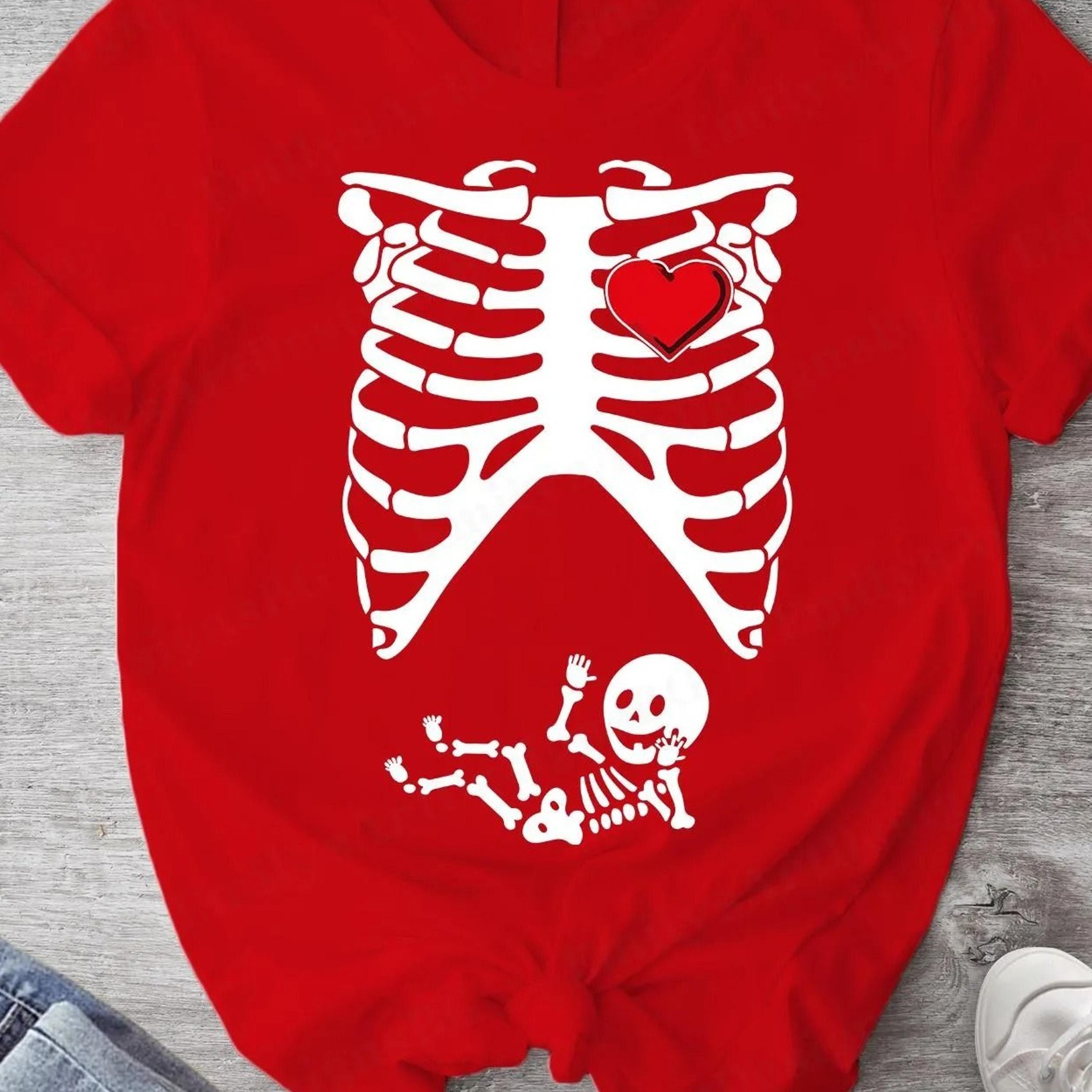 maternity skeleton halloween shirt pregnancy announcement, spooky season