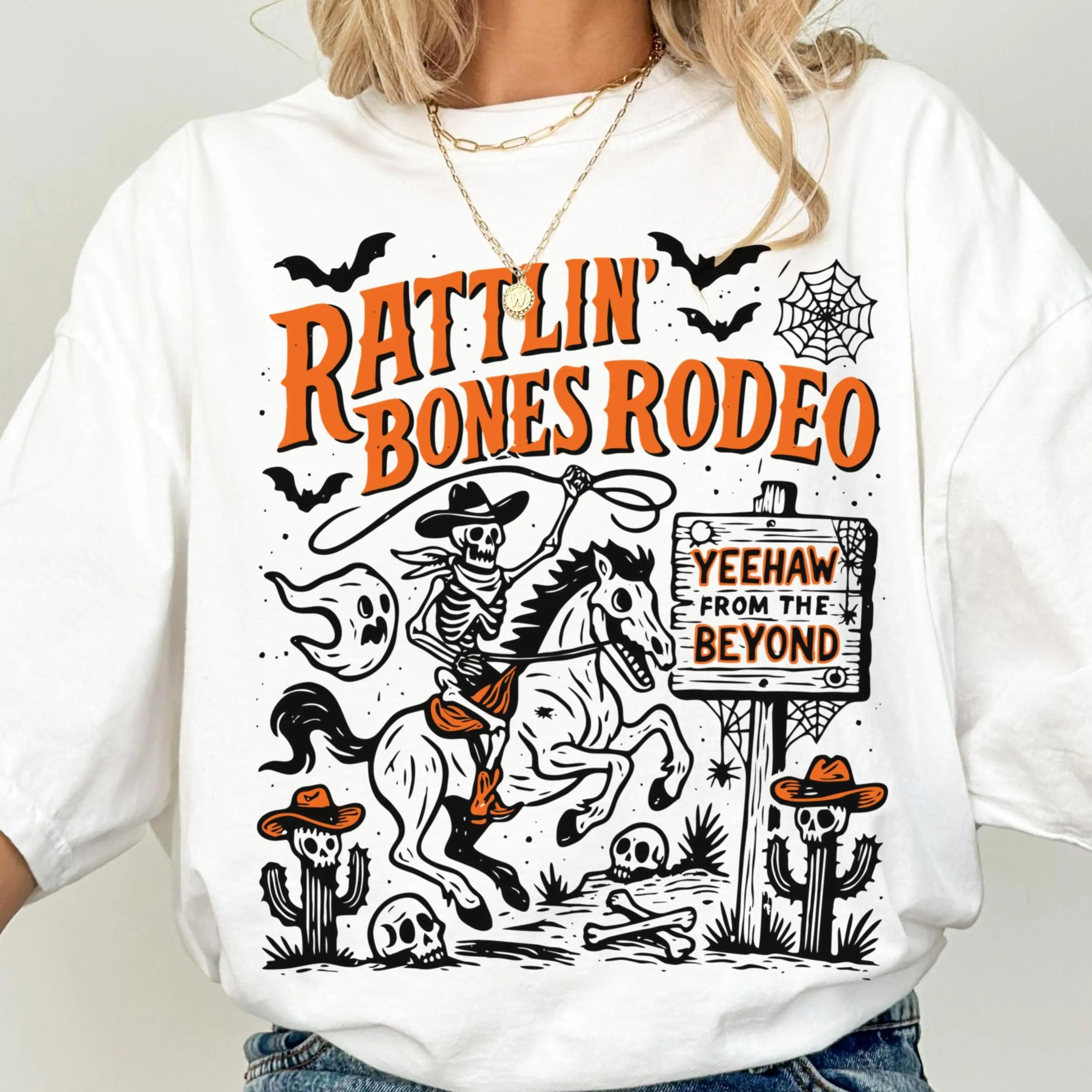 halloween shirt skeleton shirt western shirt funny halloween tshirt haunted tee pumpkin shirt, fall spooky rodeo tee
