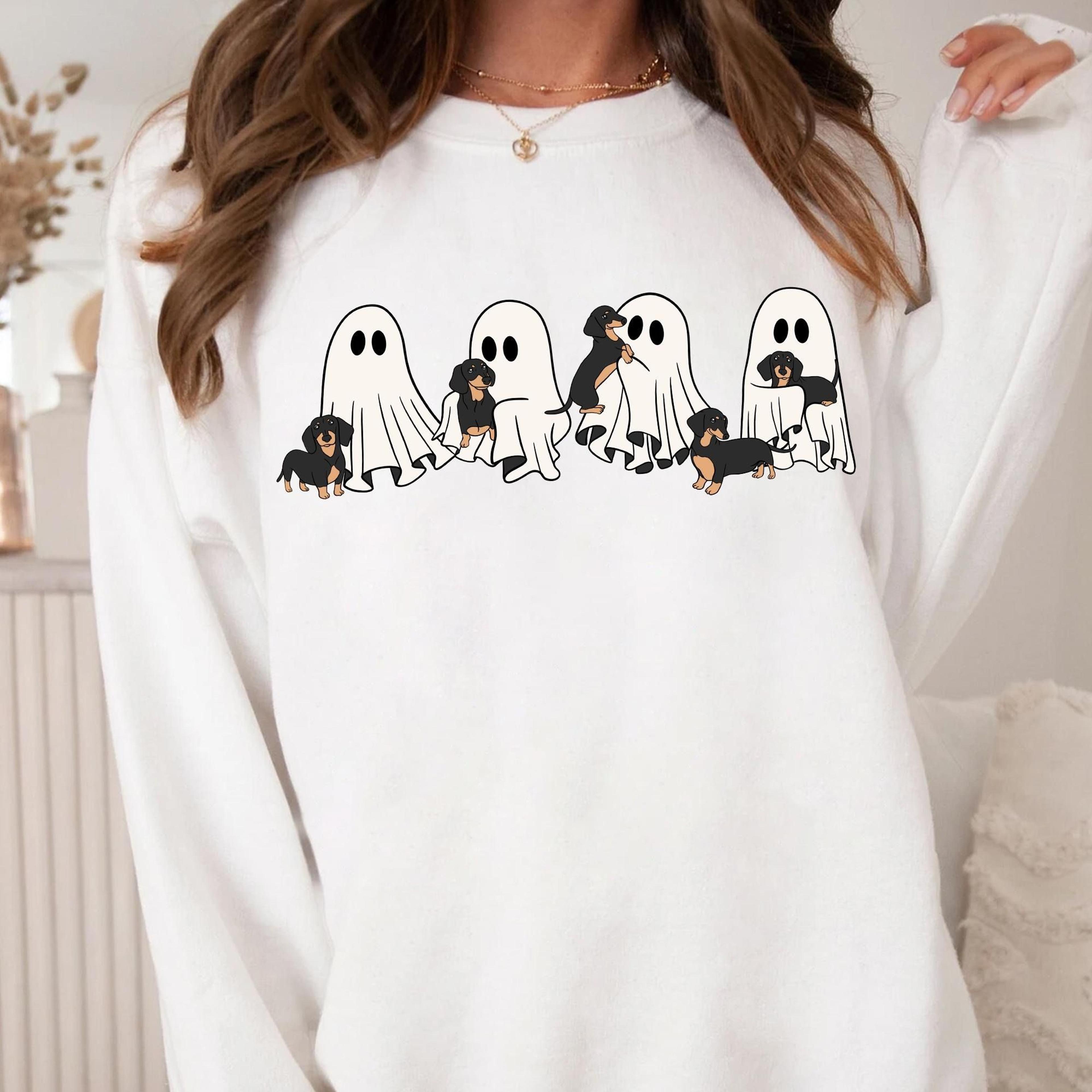 ghost dachshund halloween t-shirt, dog lover gift