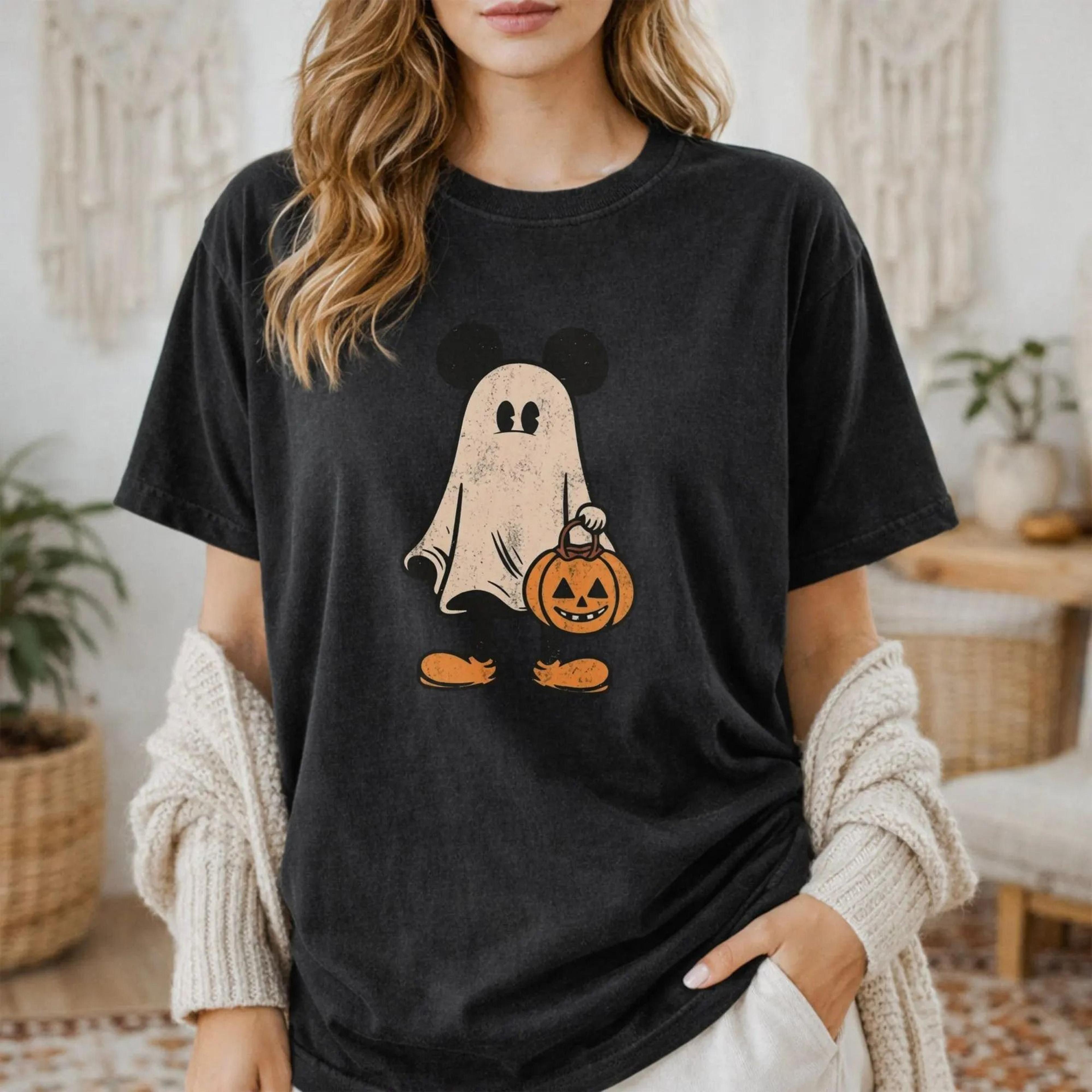 retro mickey halloween shirts, mickey ghost shirt, oversized shirt, spooky season shirt, disney halloween