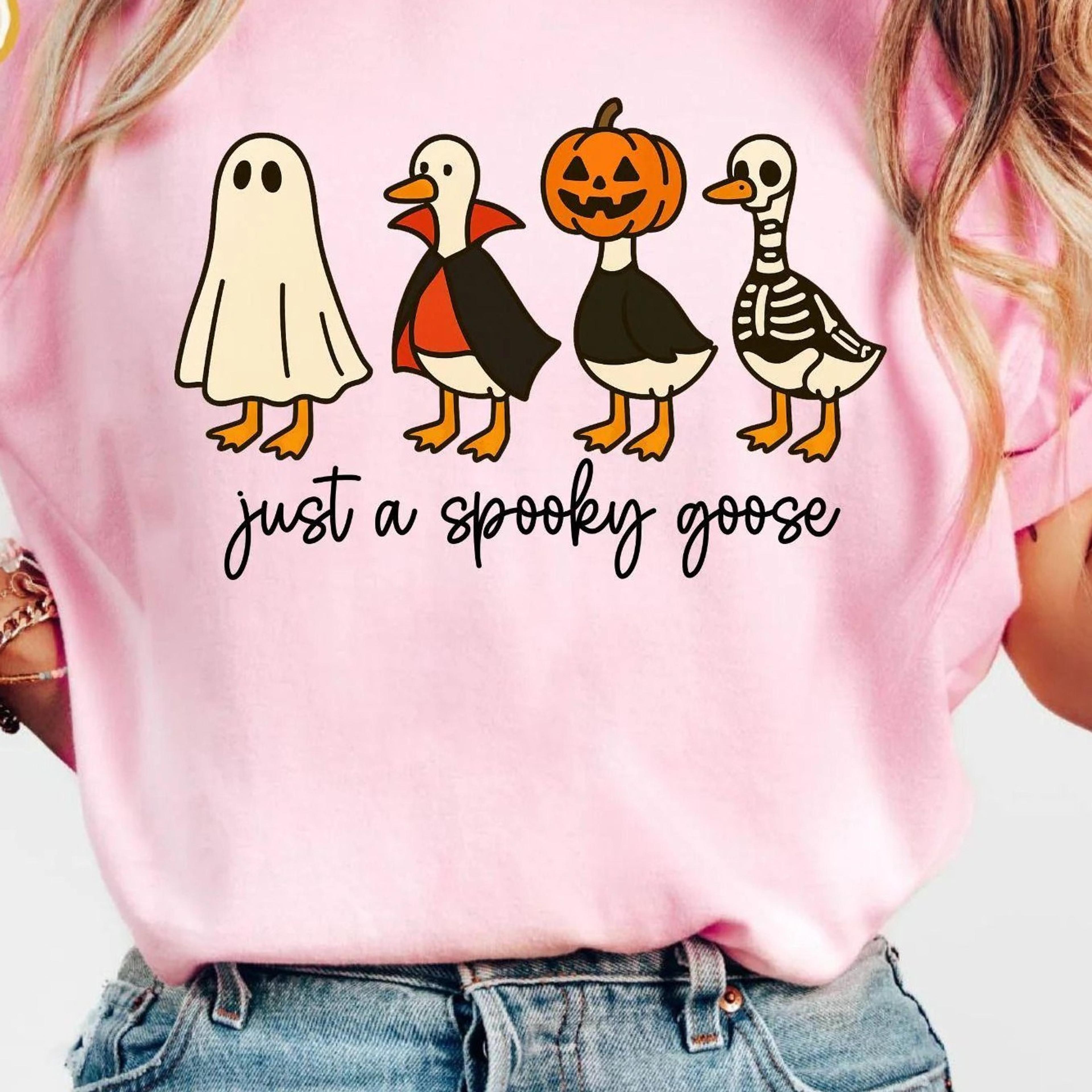 just a spooky goose shirt, funny halloween goose shirt,goose in halloween costumes shirt,cute horror shirt,spooky goose
