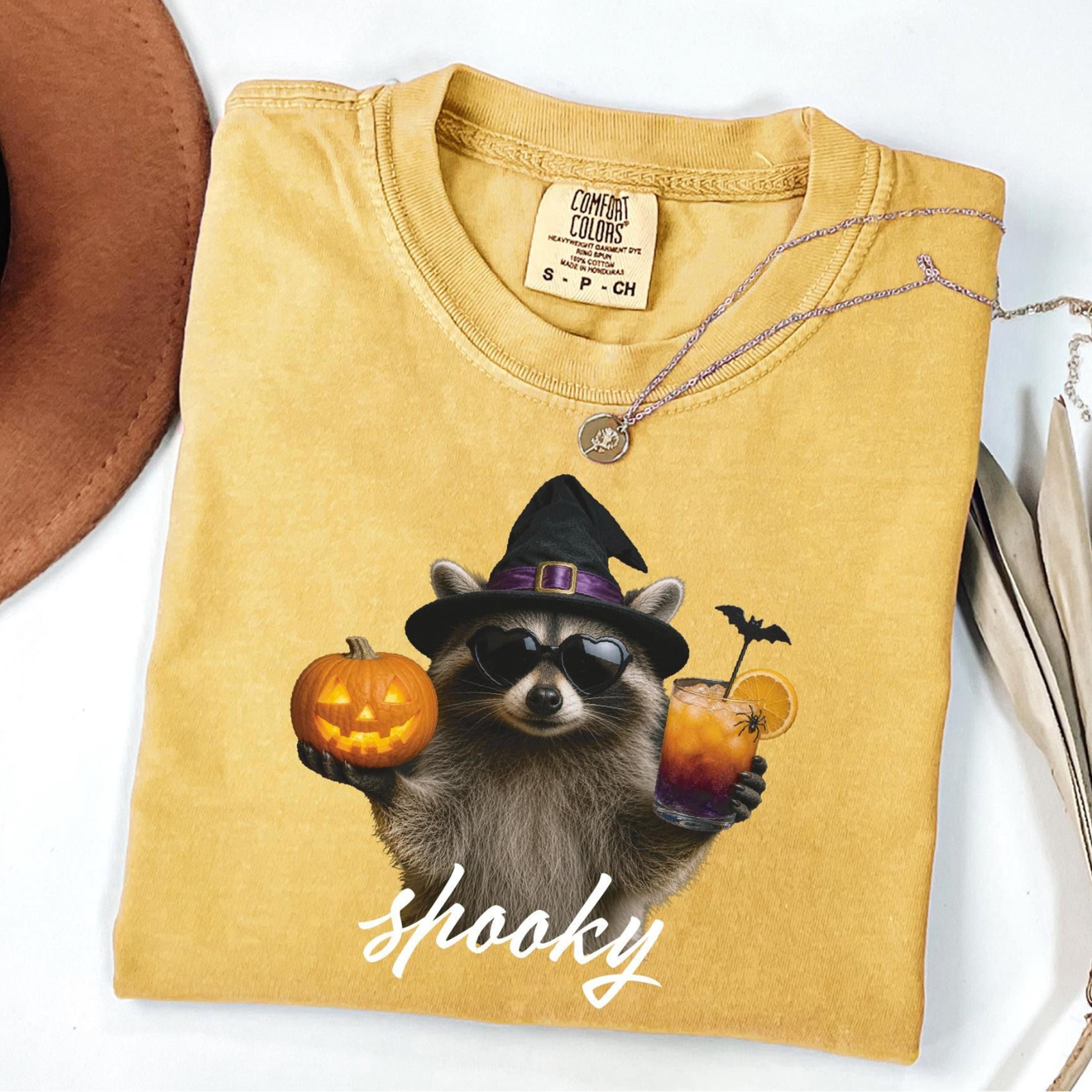 cute raccoon halloween t-shirt trick or treat animal graphic tee