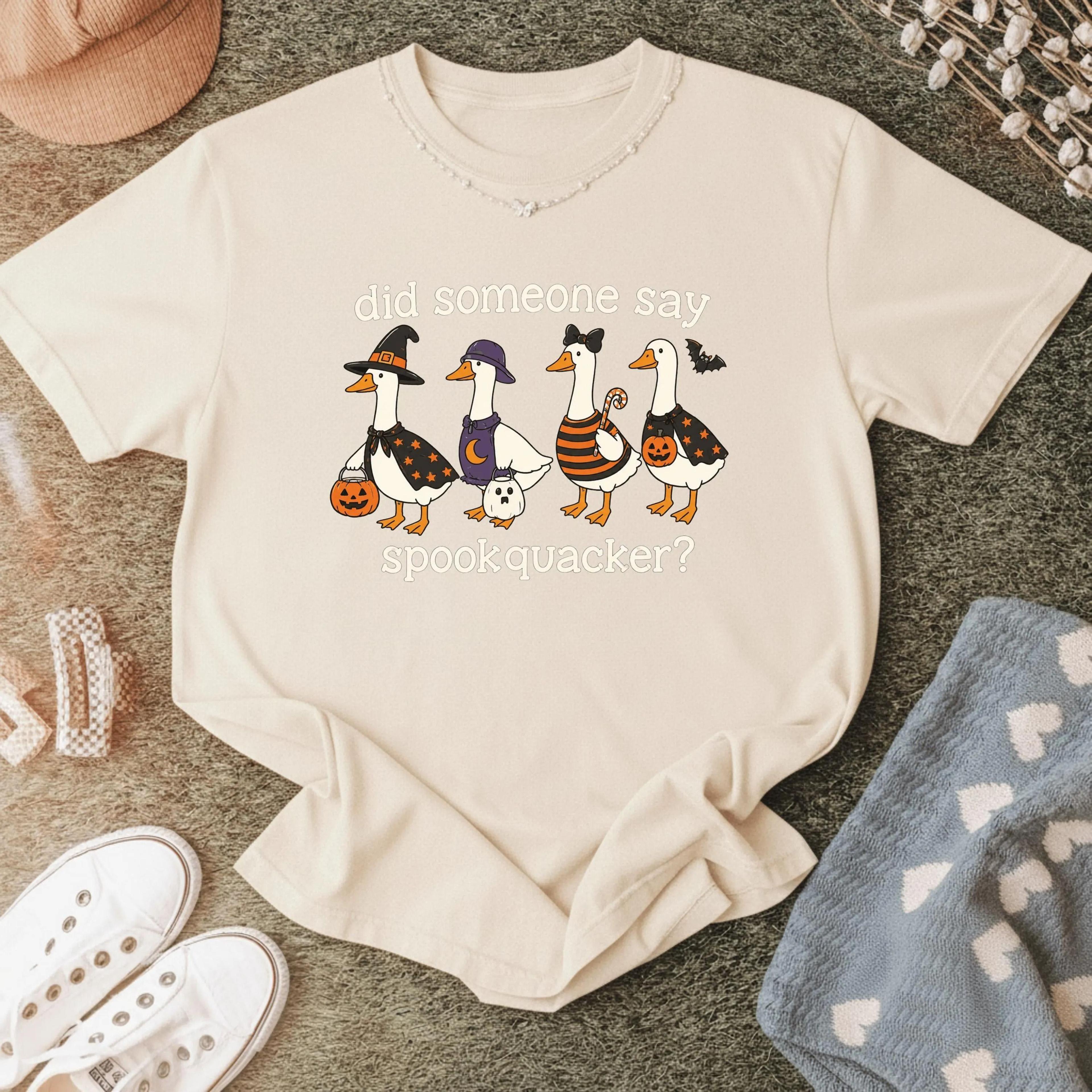 did someone say spookquacker shirt halloween goose t-shirt, cute spooky goose tee, women's halloween gift witch goose