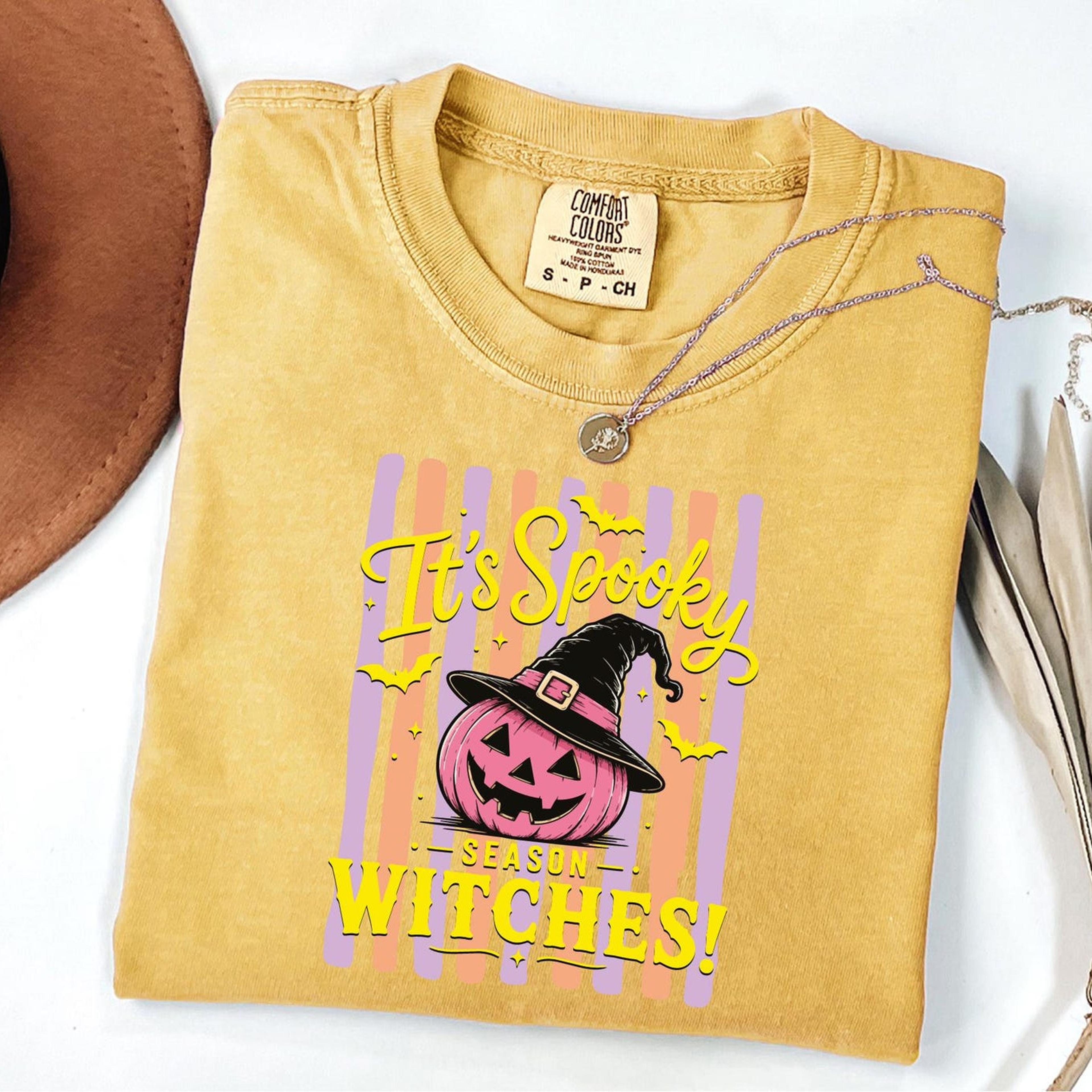 spooky season witches tee retro pastel halloween pumpkin shirt