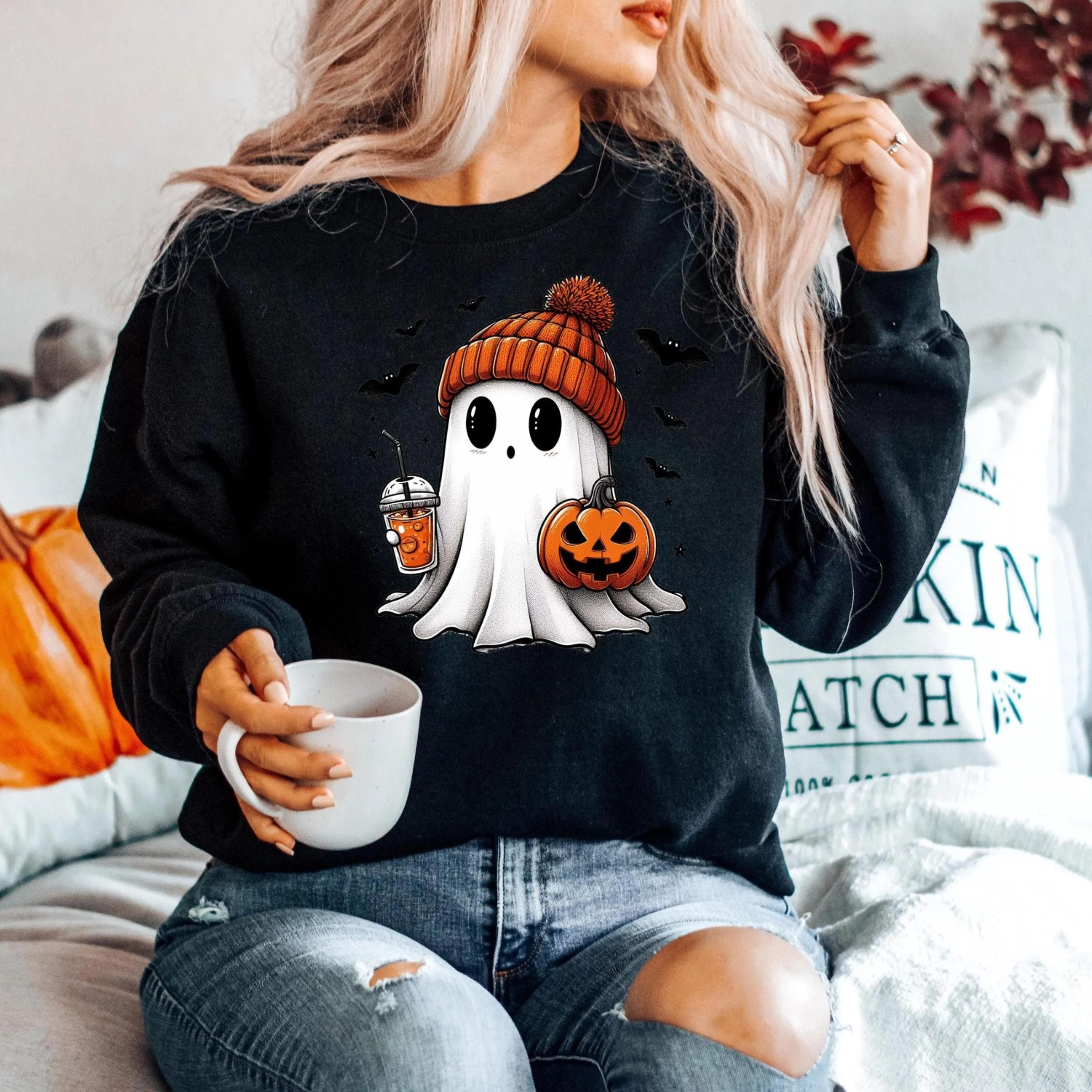 halloween ghost shirt, halloween ghost coffee shirt, bougie ghost shirt, halloween crewneck, ghost sweatshirt, halloween