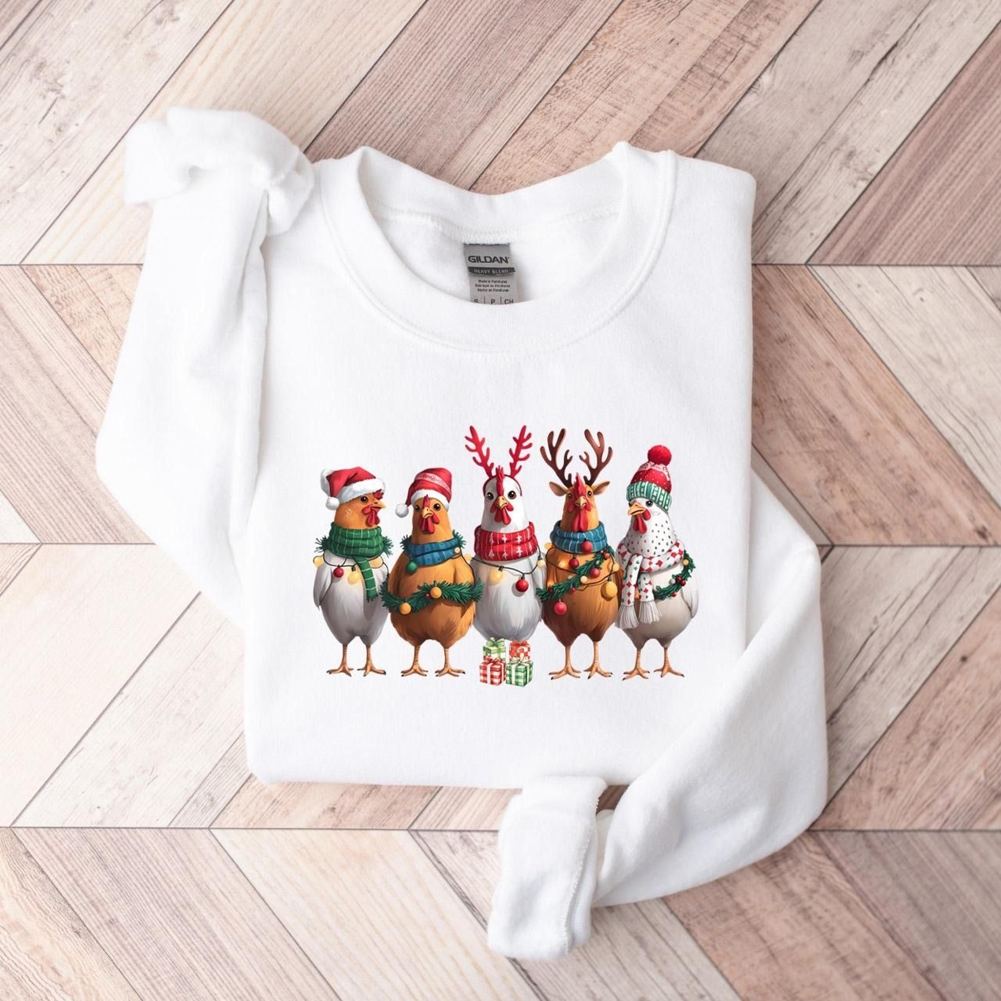 christmas chickens sweatshirt - funny christmas chicken shirt - christmas farm sweatshirt - holiday season shirt - xmas