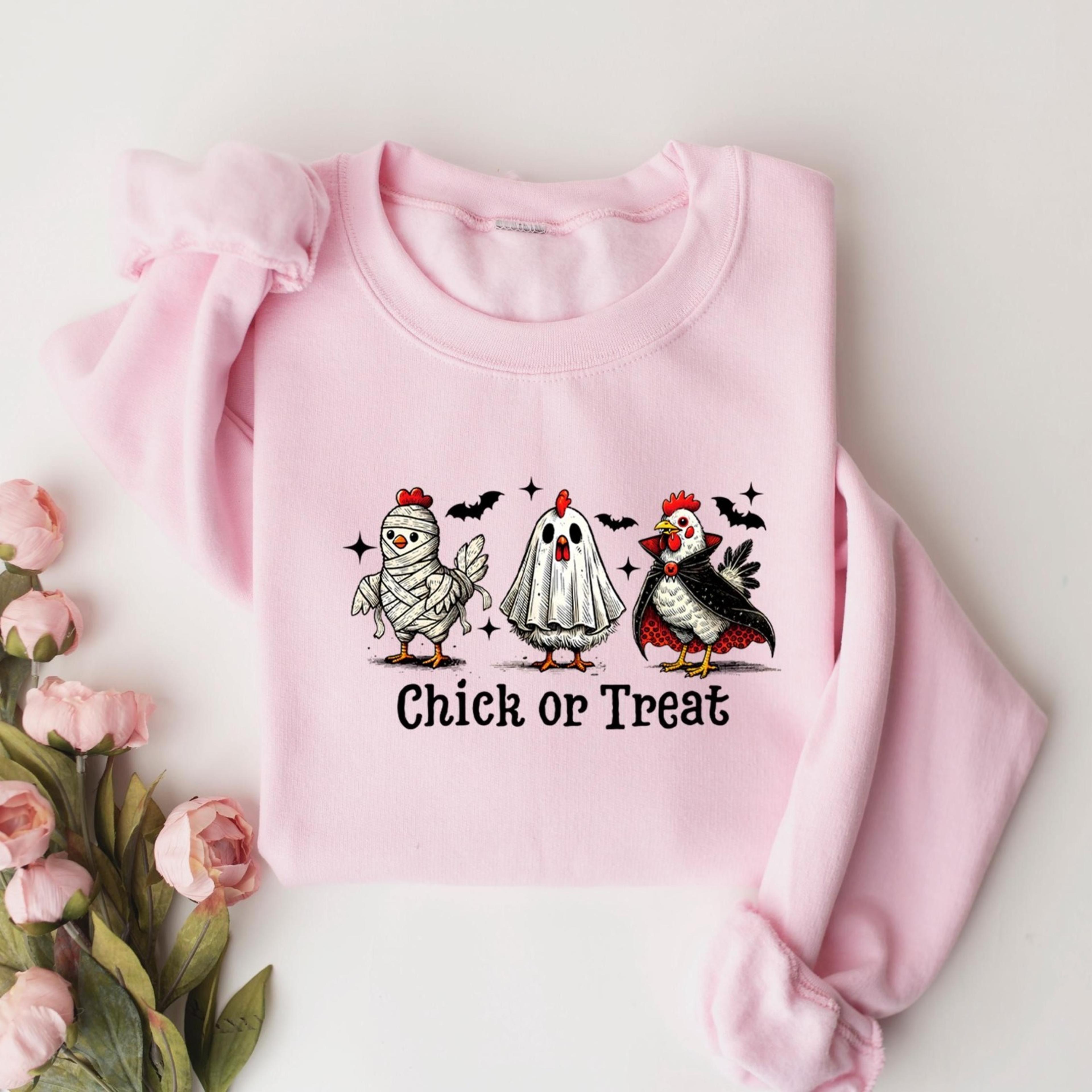chick or treat shirt, halloween t shirt, funny halloween t shirt, cute halloween gift, fall chicken shirt, trick or trea