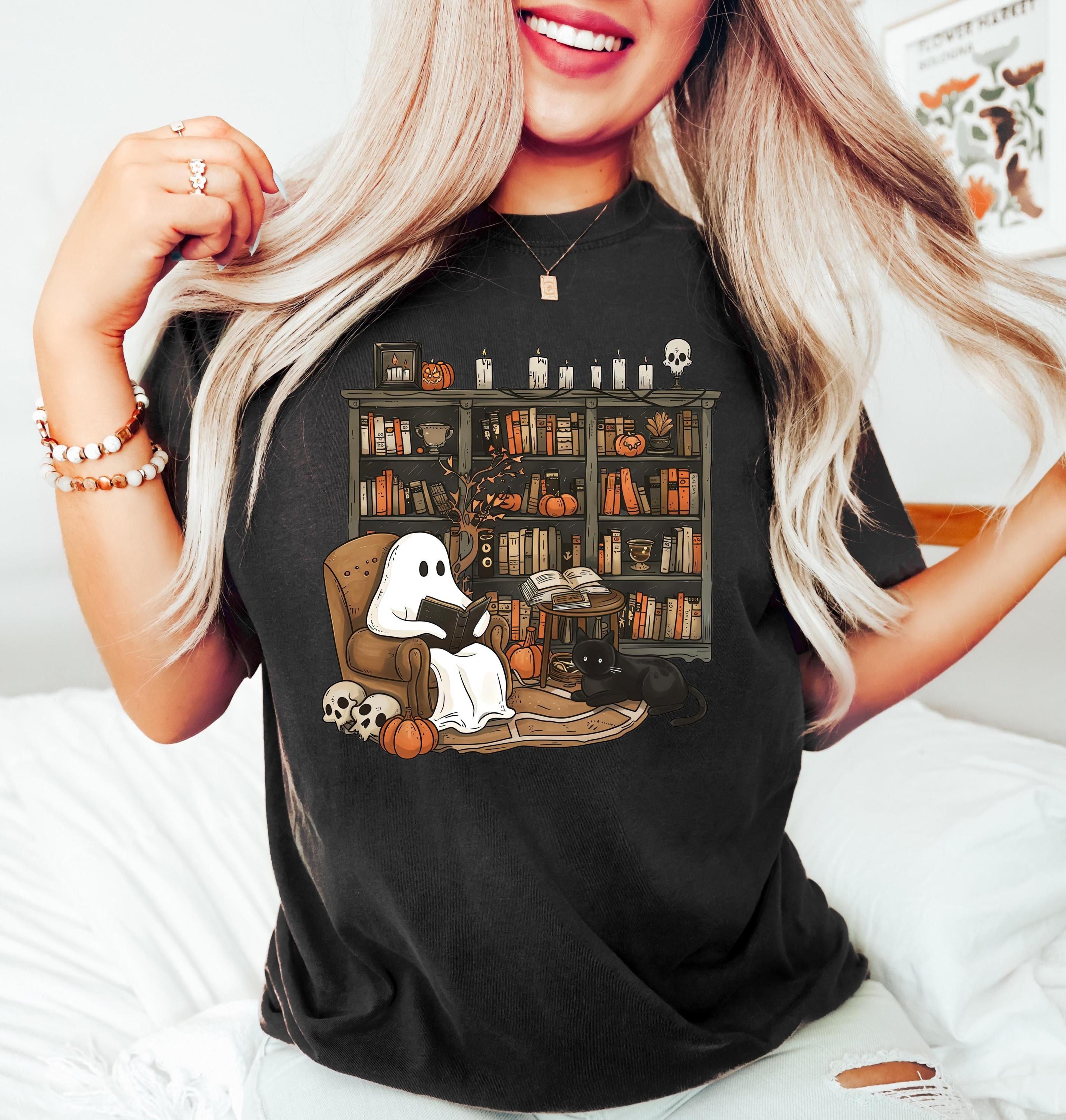 ghost book reader sweatshirt reading tee book lover gift reading enthusiast book shirt ghost reader tee literature love