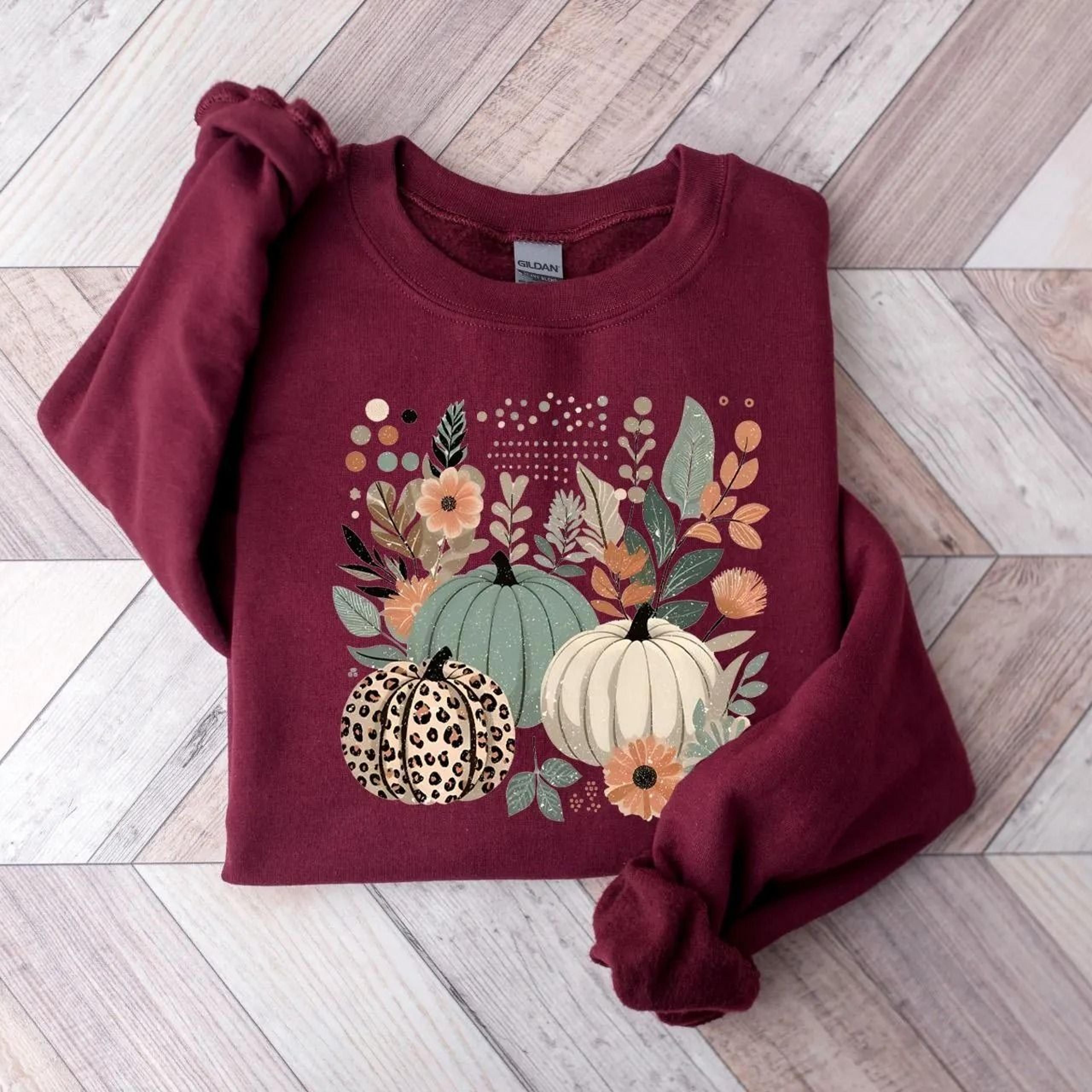 floral pumpkin sweatshirt, fall pumpkin sweater, pumpkin sweatshirt, cute fall sweatshirt, thanksgiving shirt, thankful