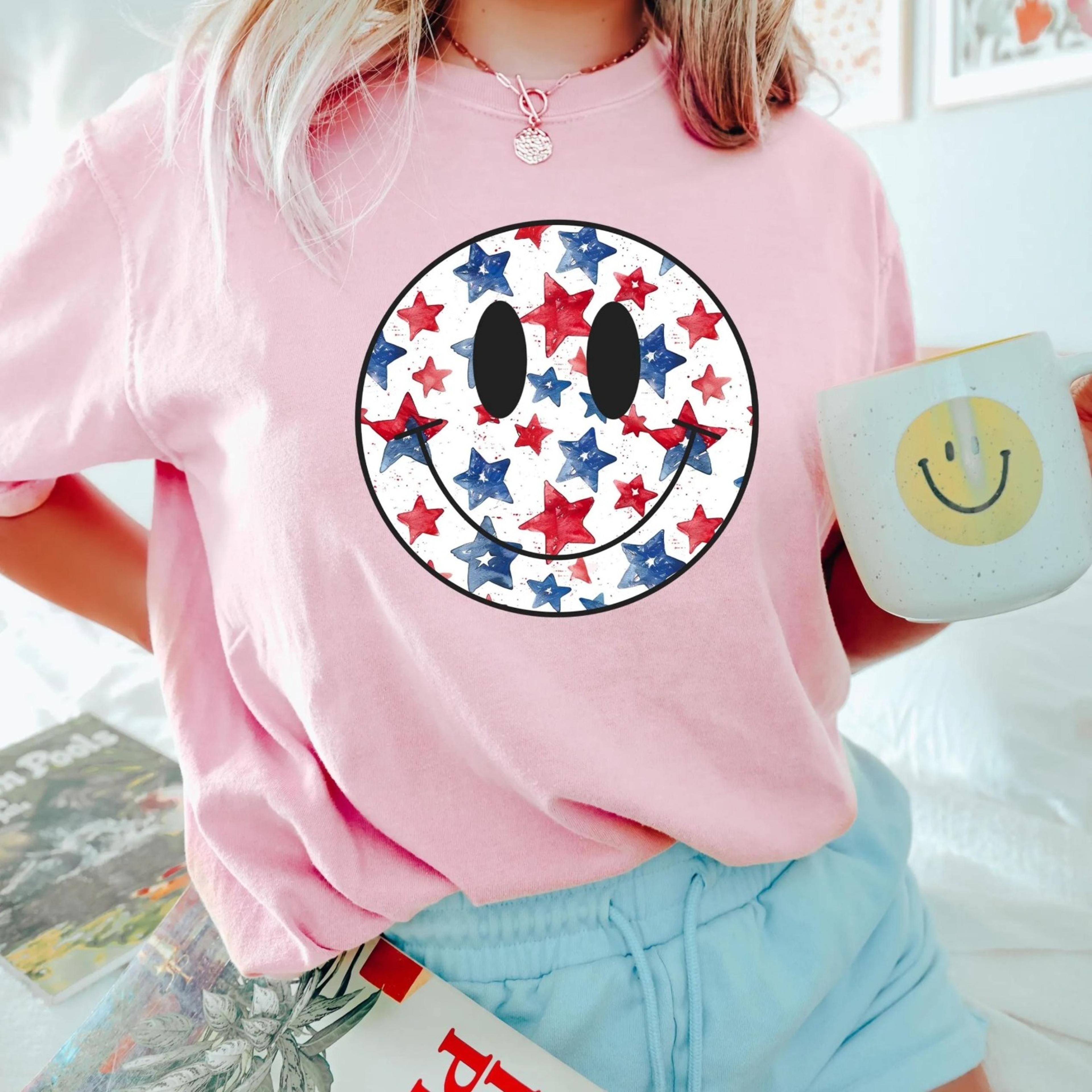 4th of july smile shirt, usa smiley face shirt, independence day tee, american flag shirt, patriotic shirt, american fla