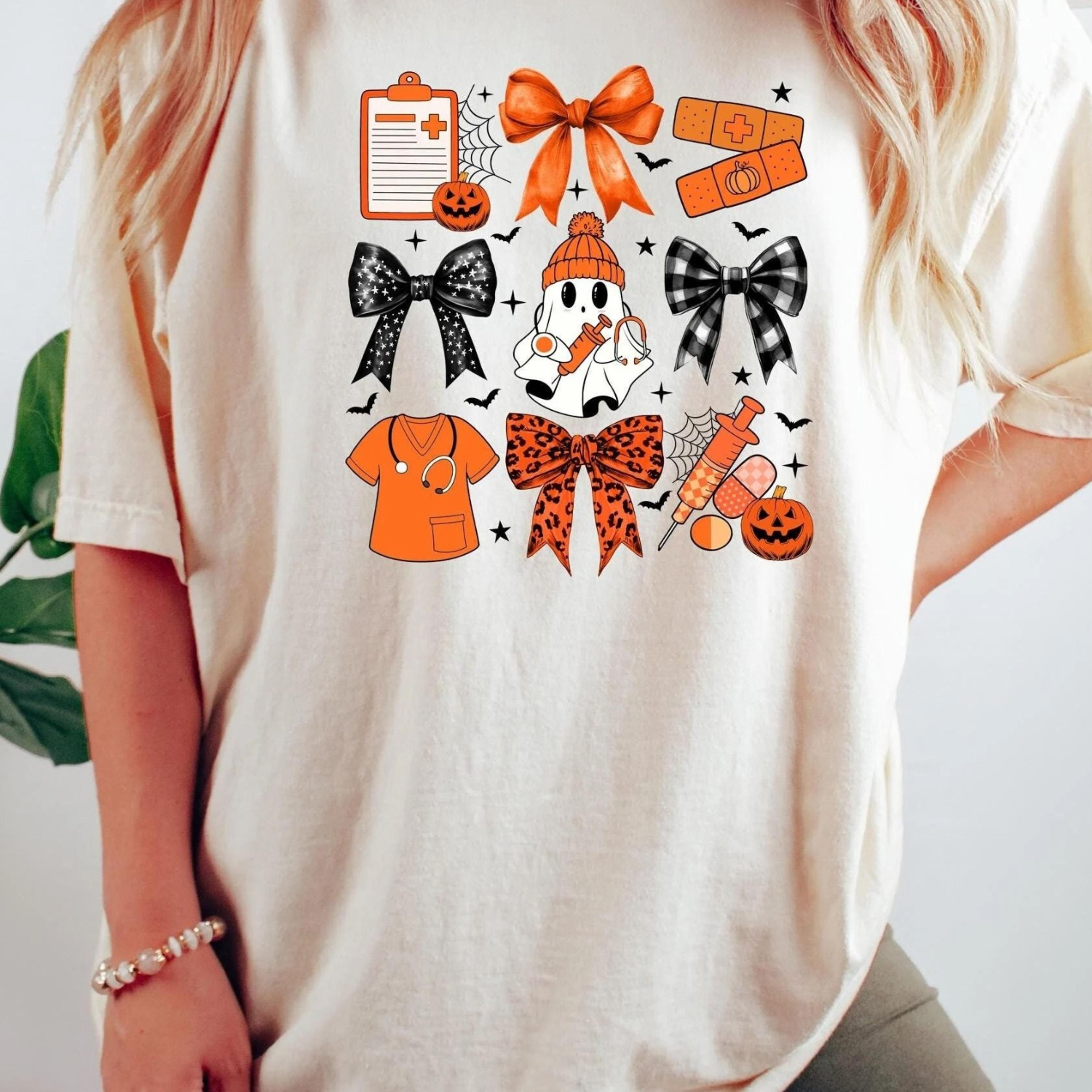 halloween nurse shirt, halloween coquette nurse tee, ghost nurse shirt, halloween nurse crew shirt, nursing student shir