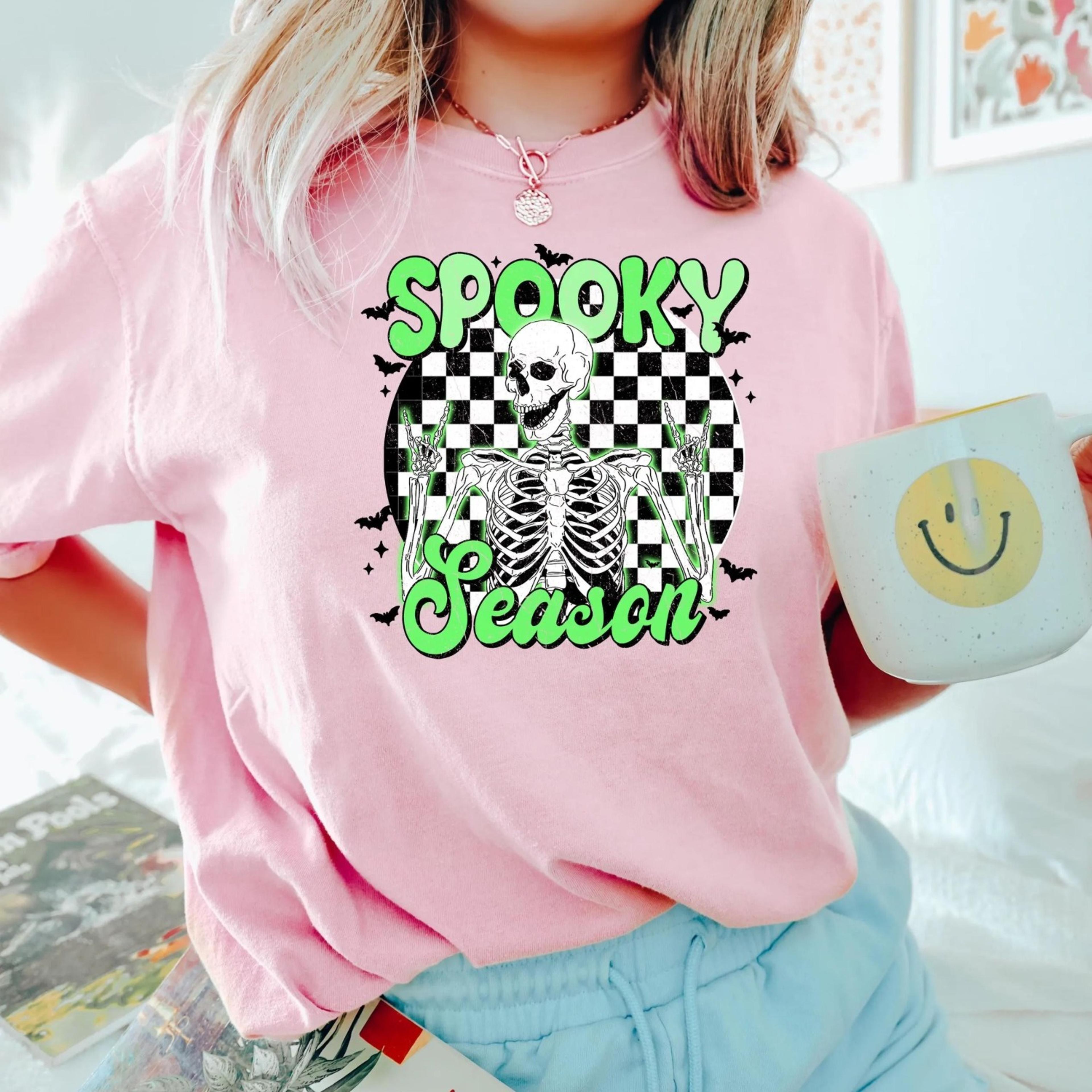 spooky season skeleton shirt, retro halloween shirt, skeleton shirt, spooky skeleton shirt, gift for halloween, hallowee