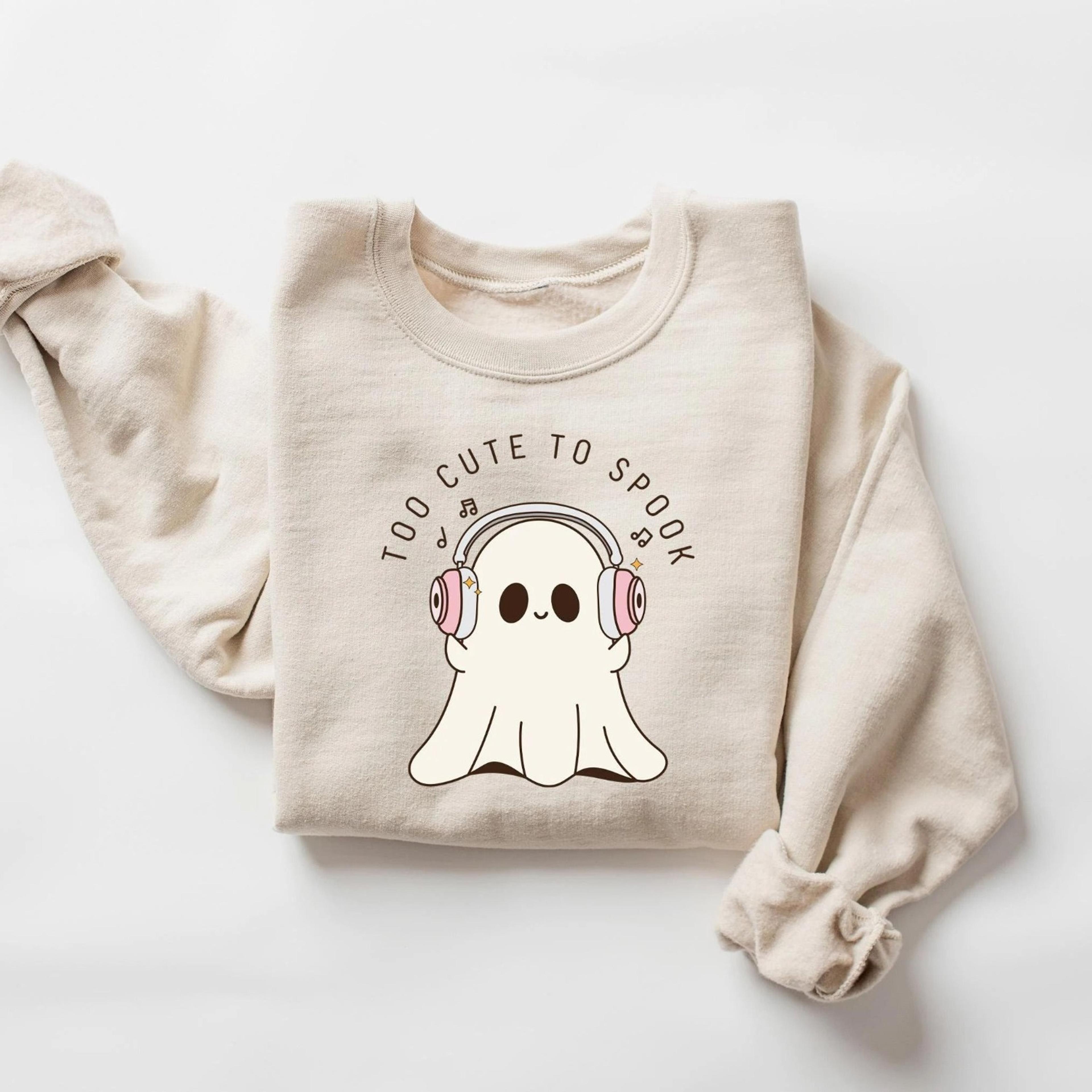 too cute to spooky sweatshirt, halloween spooky ghost sweater, spooky sweatshirt, cute and scary, halloween boo shirt, h