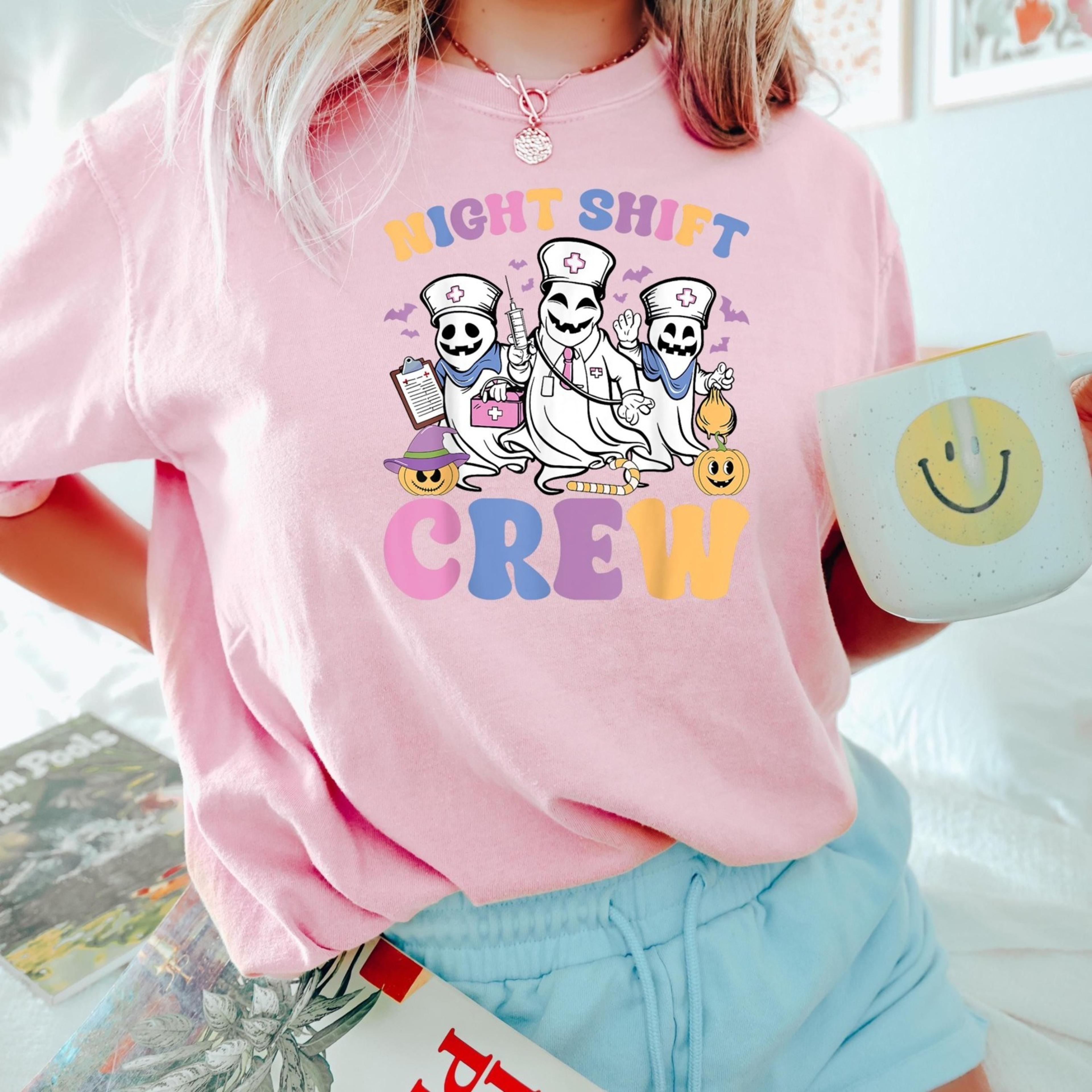 night shift crew, halloween nurse sweatshirt, retro spooky nurse tshirt, registered nurse sweatshirt, nursing school tee