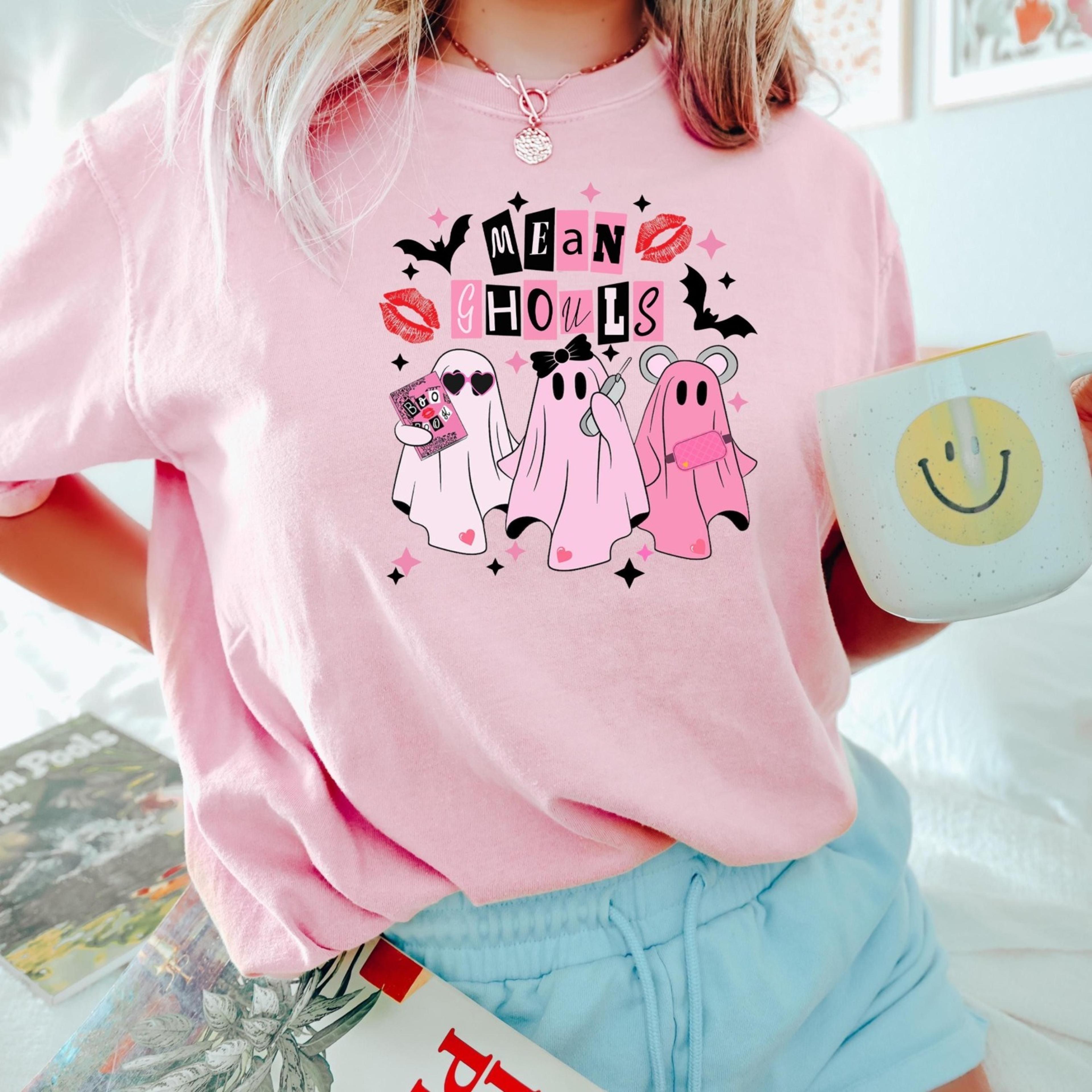 mean ghouls shirt, cute ghost shirt halloween ghost sweatshirt, pink ghost shirt, retro halloween party shirts, hallowe