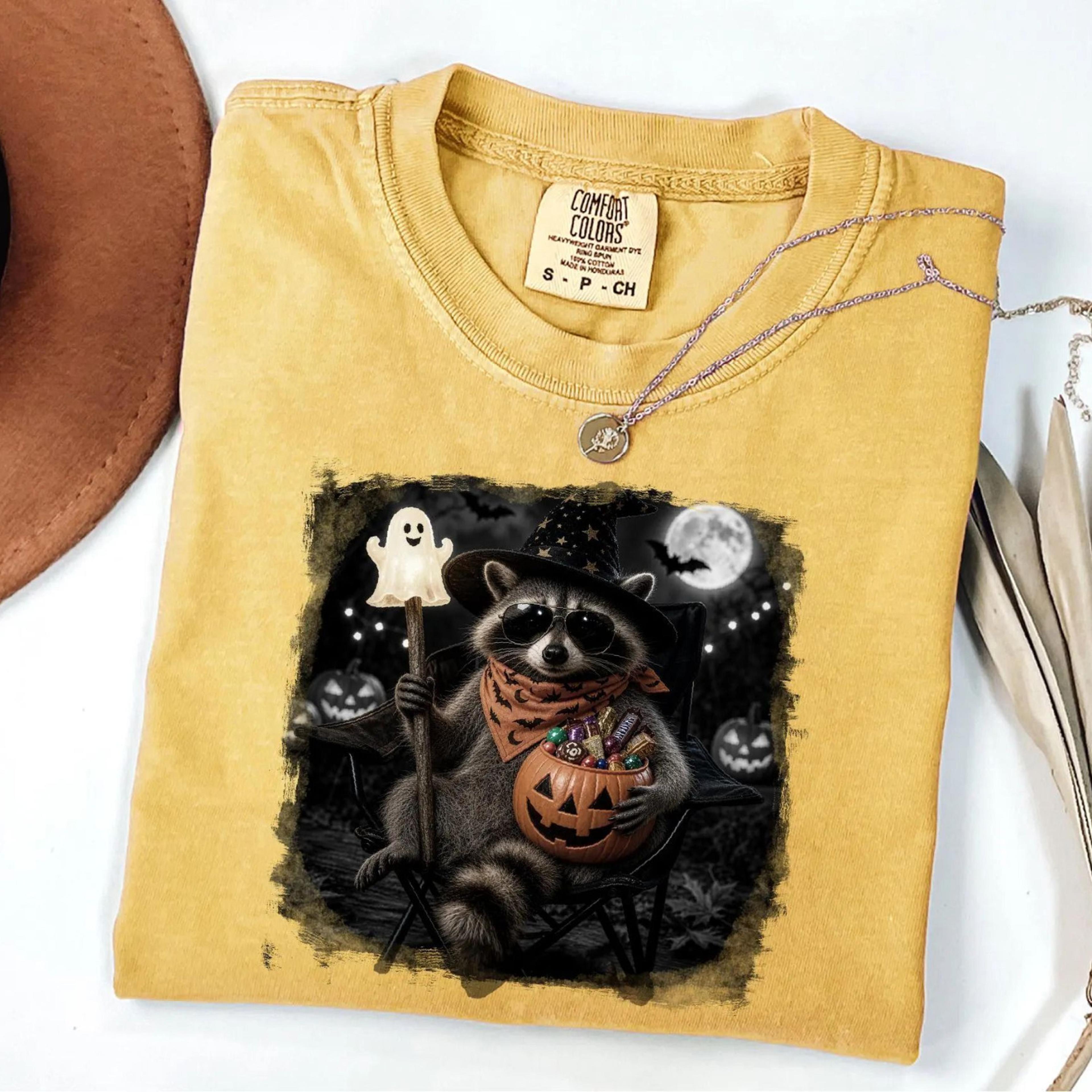 halloween raccoon shirt ghost trash panda cute halloween graphic tee