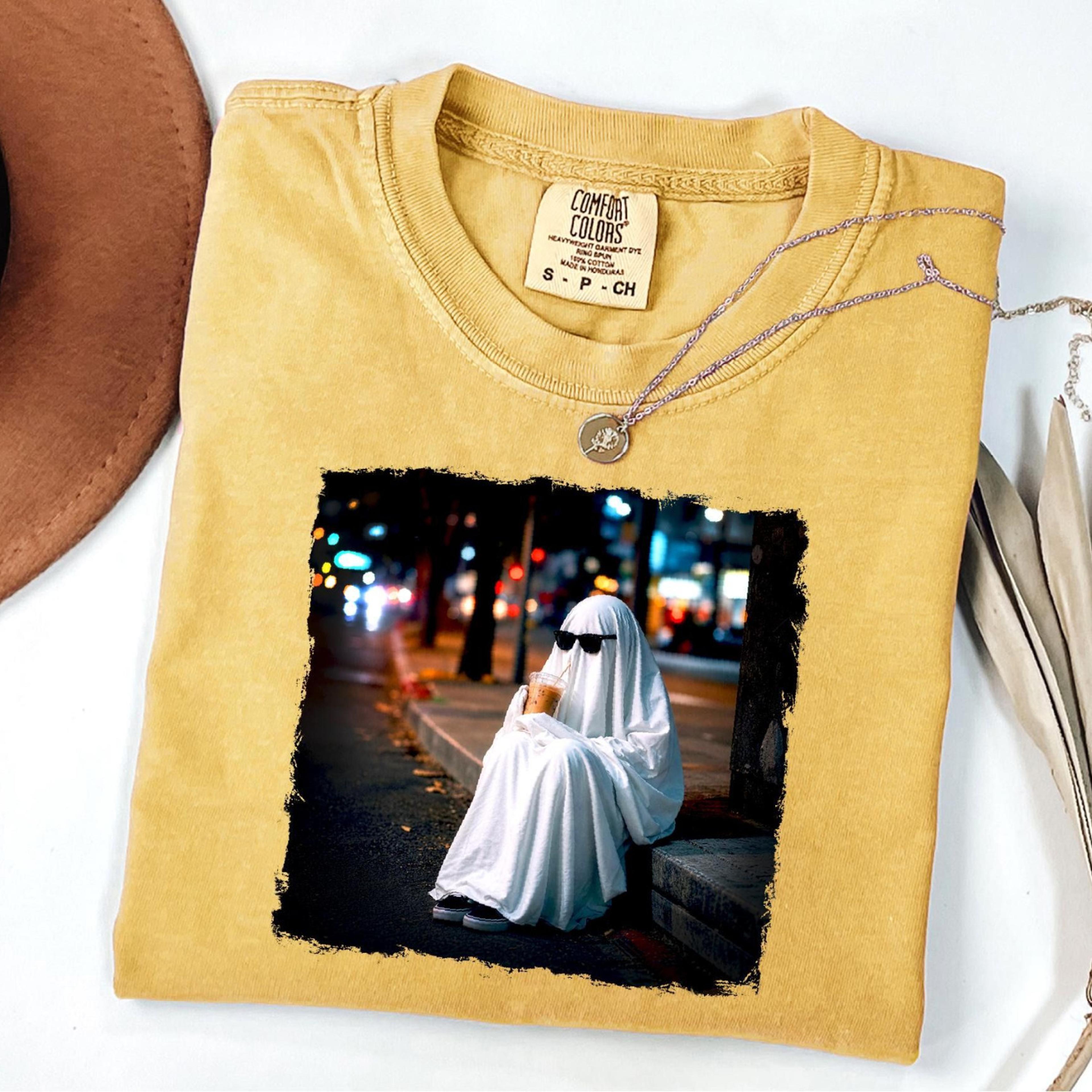 ghost coffee lover t-shirt iced coffee halloween graphic tee