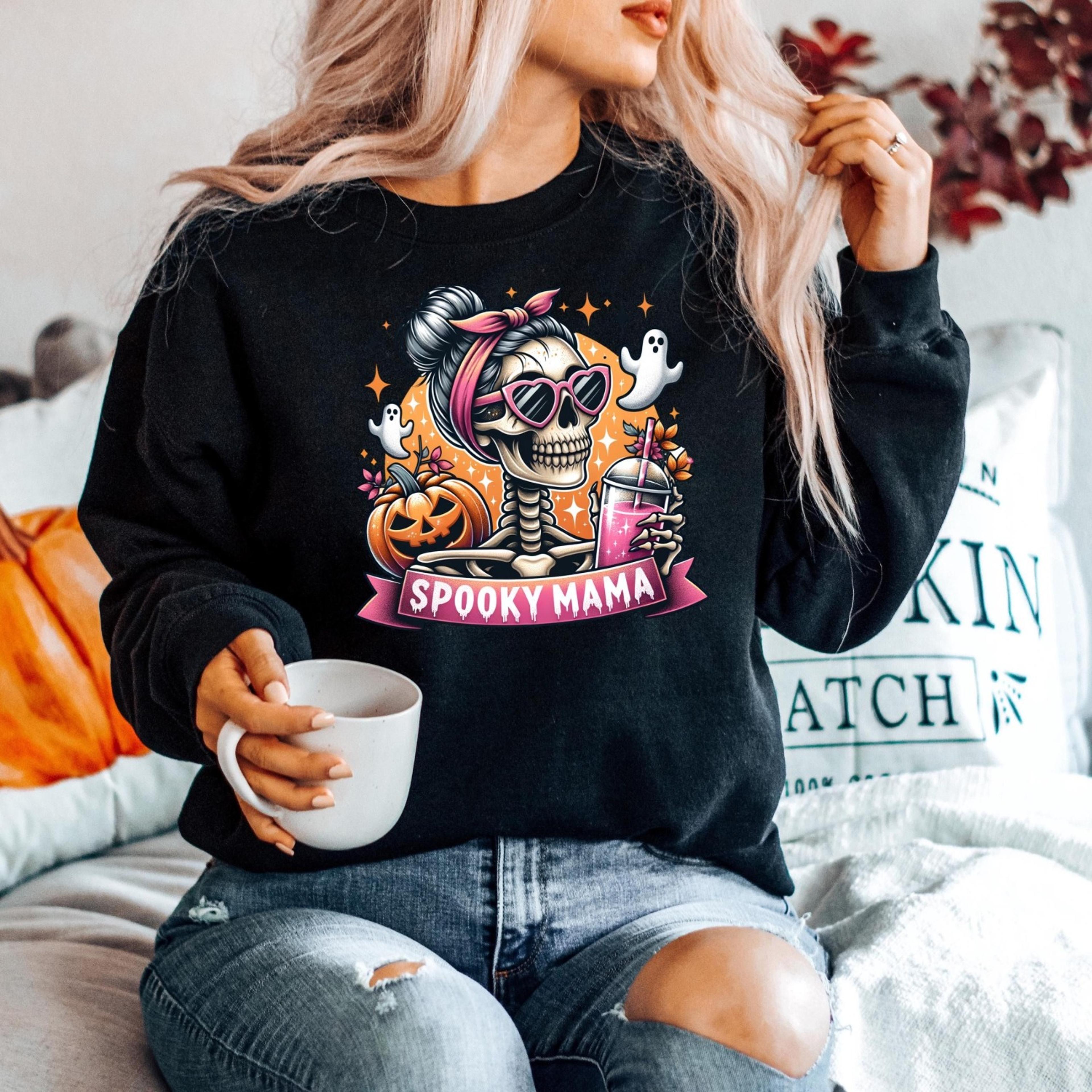 halloween spooky mama shirt, skeleton spooky mama shirt, pumpkin season skeleton shirt, iced coffee mom t shirt, hallowe