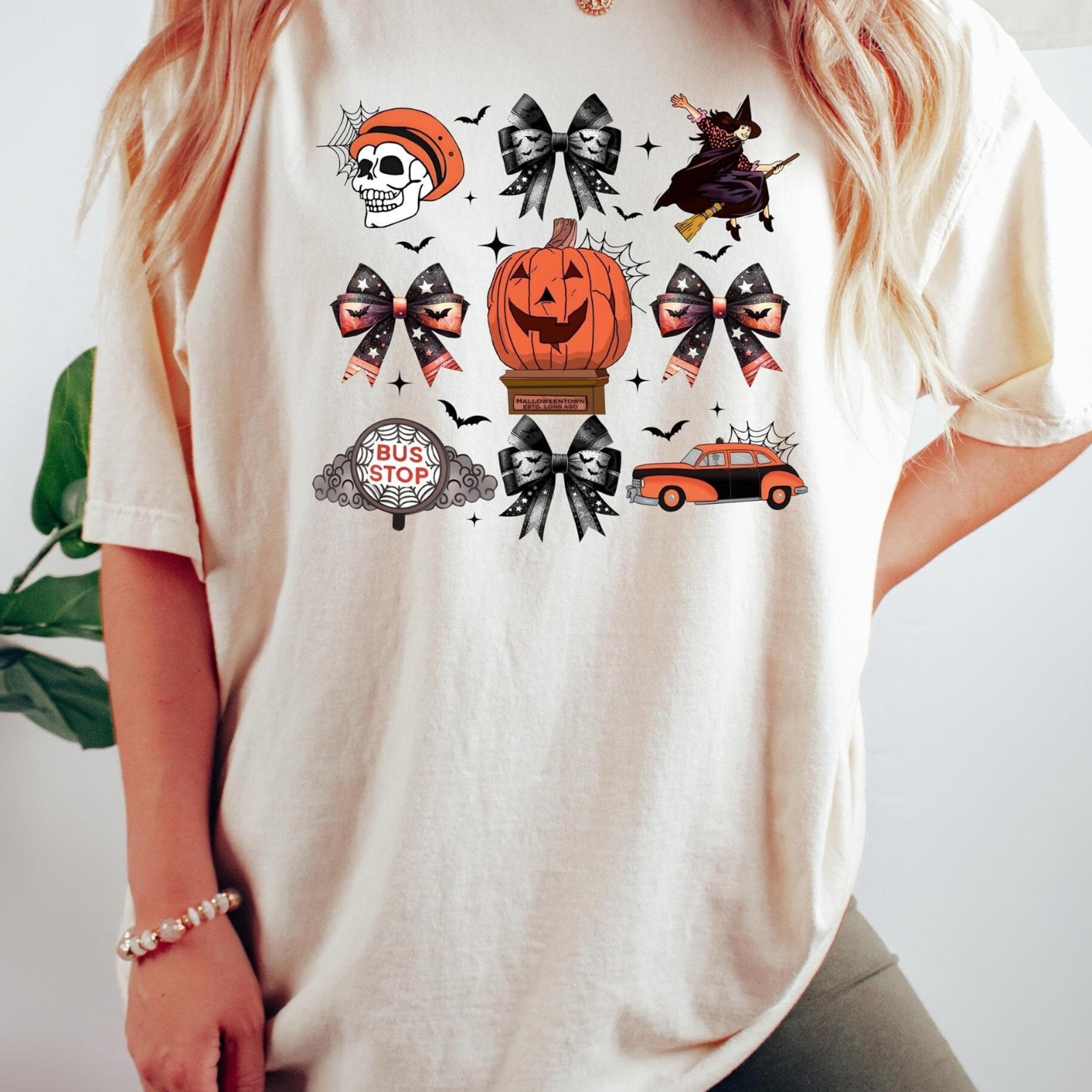 halloween movies coquette tee, horror halloween tshirt, halloween coquette bow shirt, retro halloween graphic tee, scary