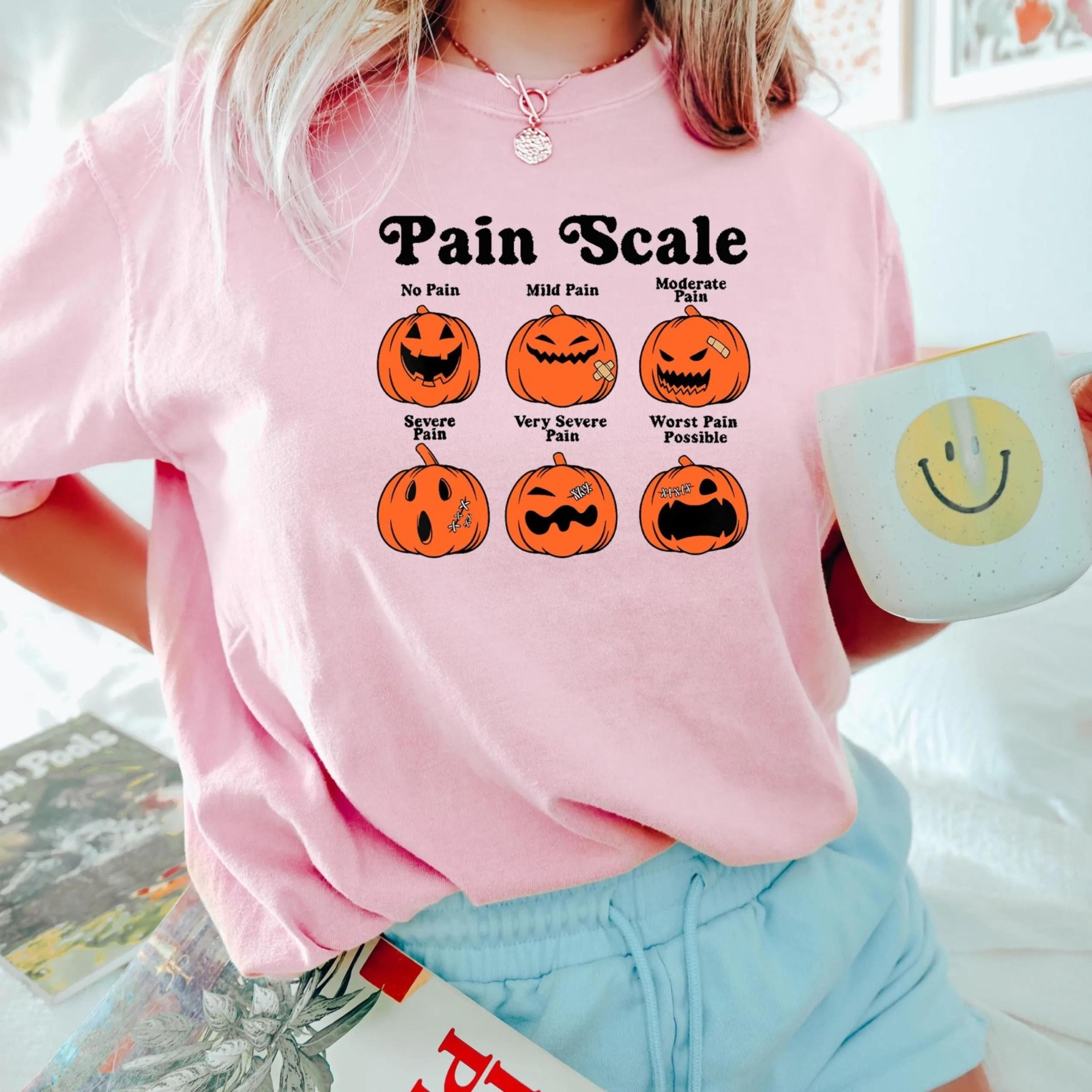 halloween nurse , pain scale fall pumpkin nurse t-shirt, rn shirt, pediatric nurse, nicu nurse, registered