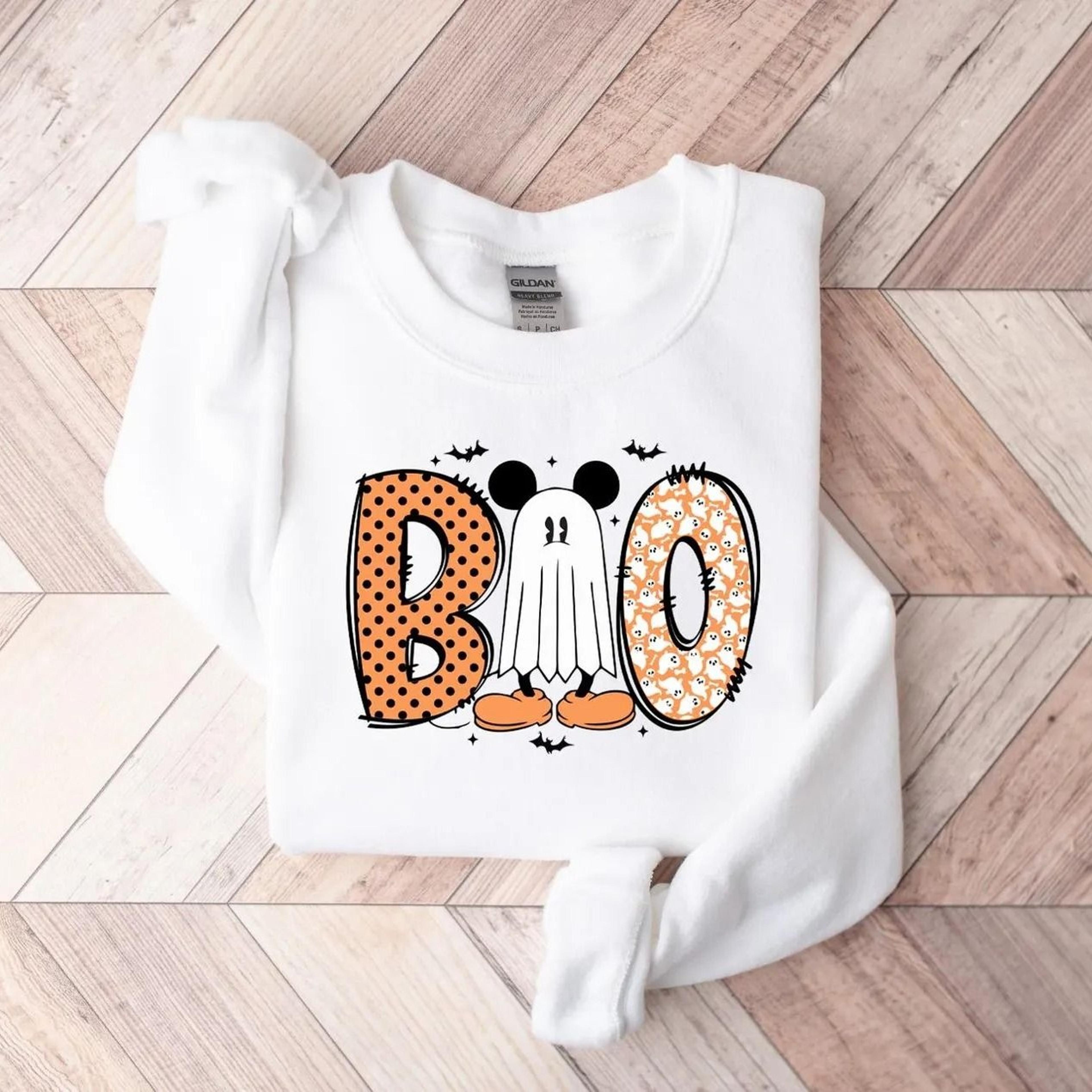 disney boo mickey sweatshirt, disneyland halloween sweatshirt, halloween disney sweatshirt, mickey minnie halloween shir
