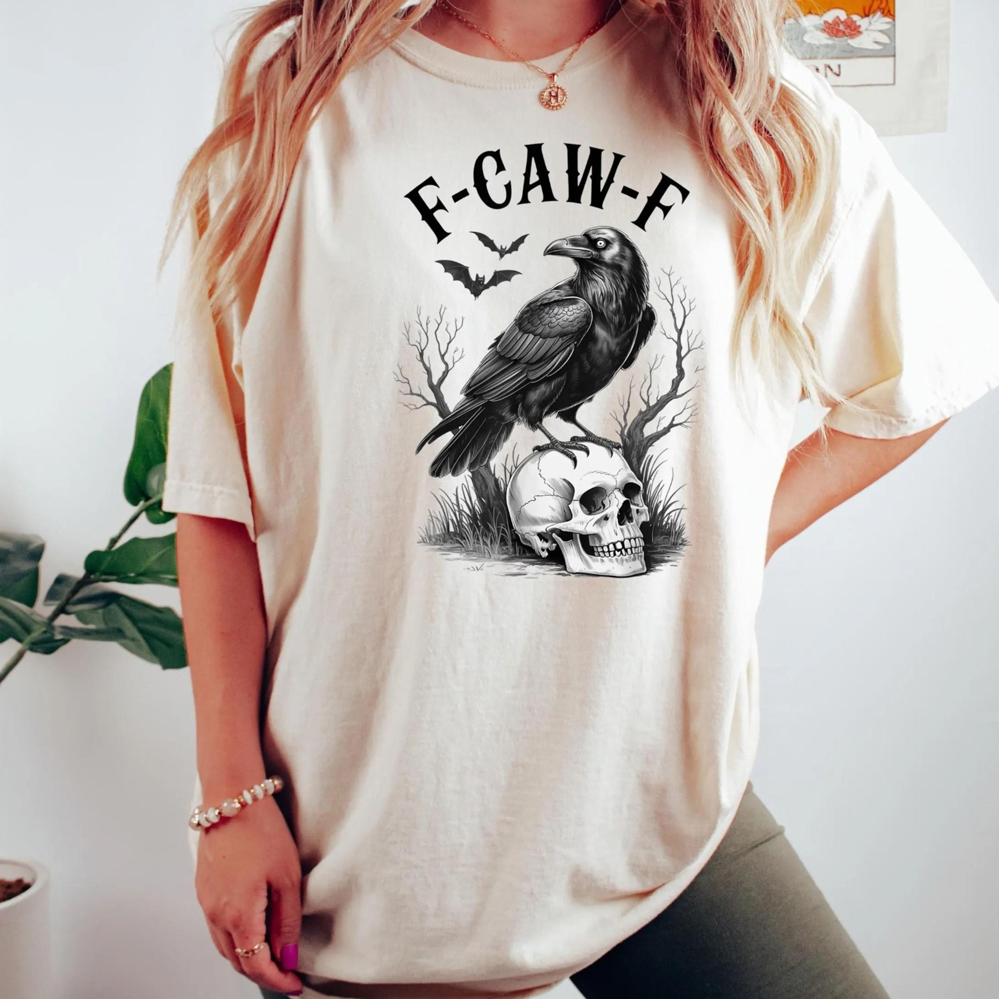 f-caw-f funny crow shirt, black crow moonlit raven unisex t-shirt, funny sassy raven lover gift, raven tshirt, autumn st