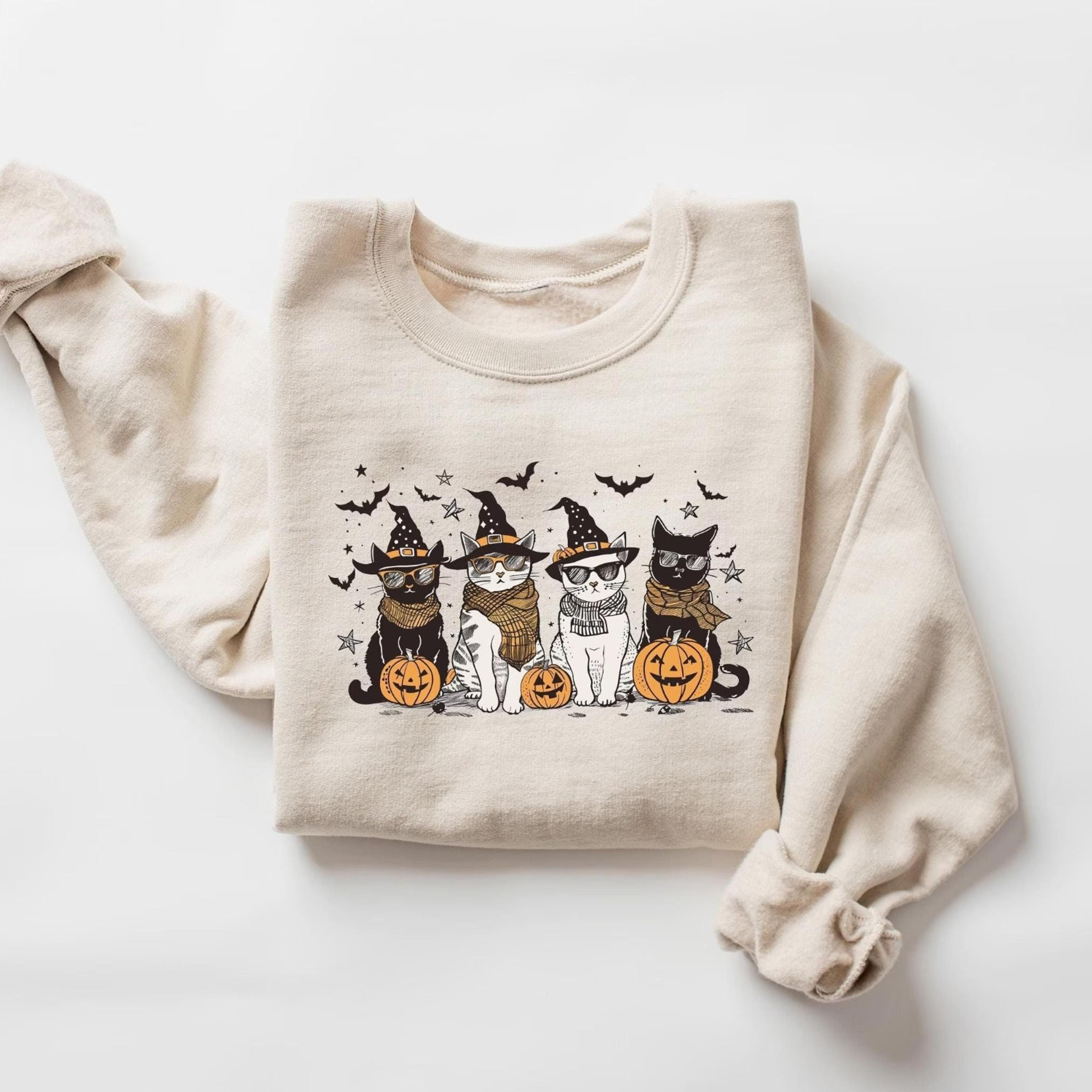 cool halloween cats sweatshirt, funny halloween cat shirt, cute cat halloween shirt, cute fall shirt, spooky season shir