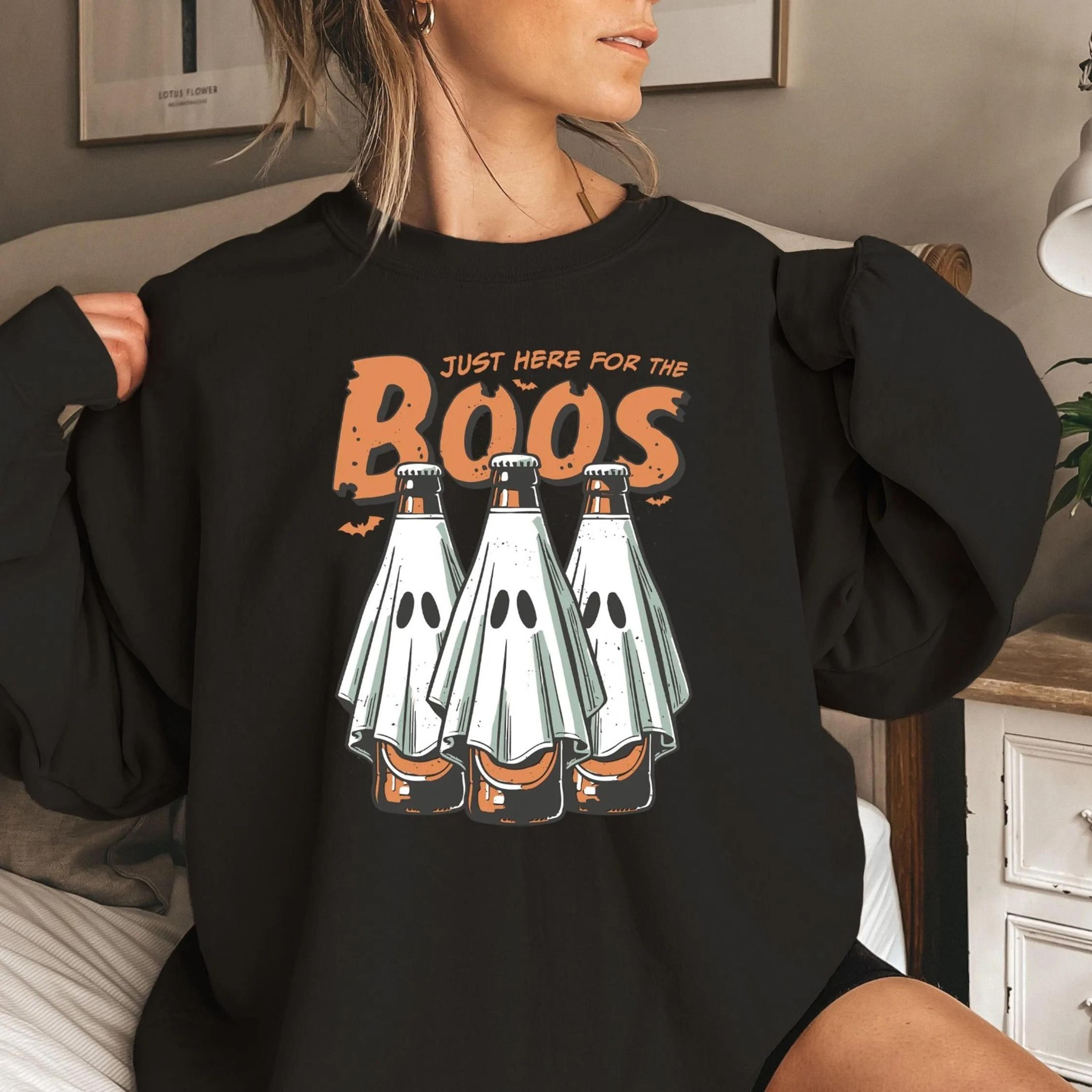funny just here for the boos halloween sweatshirt 6 pack booze ghost beer sweater, halloween men sweater, trendy hallow