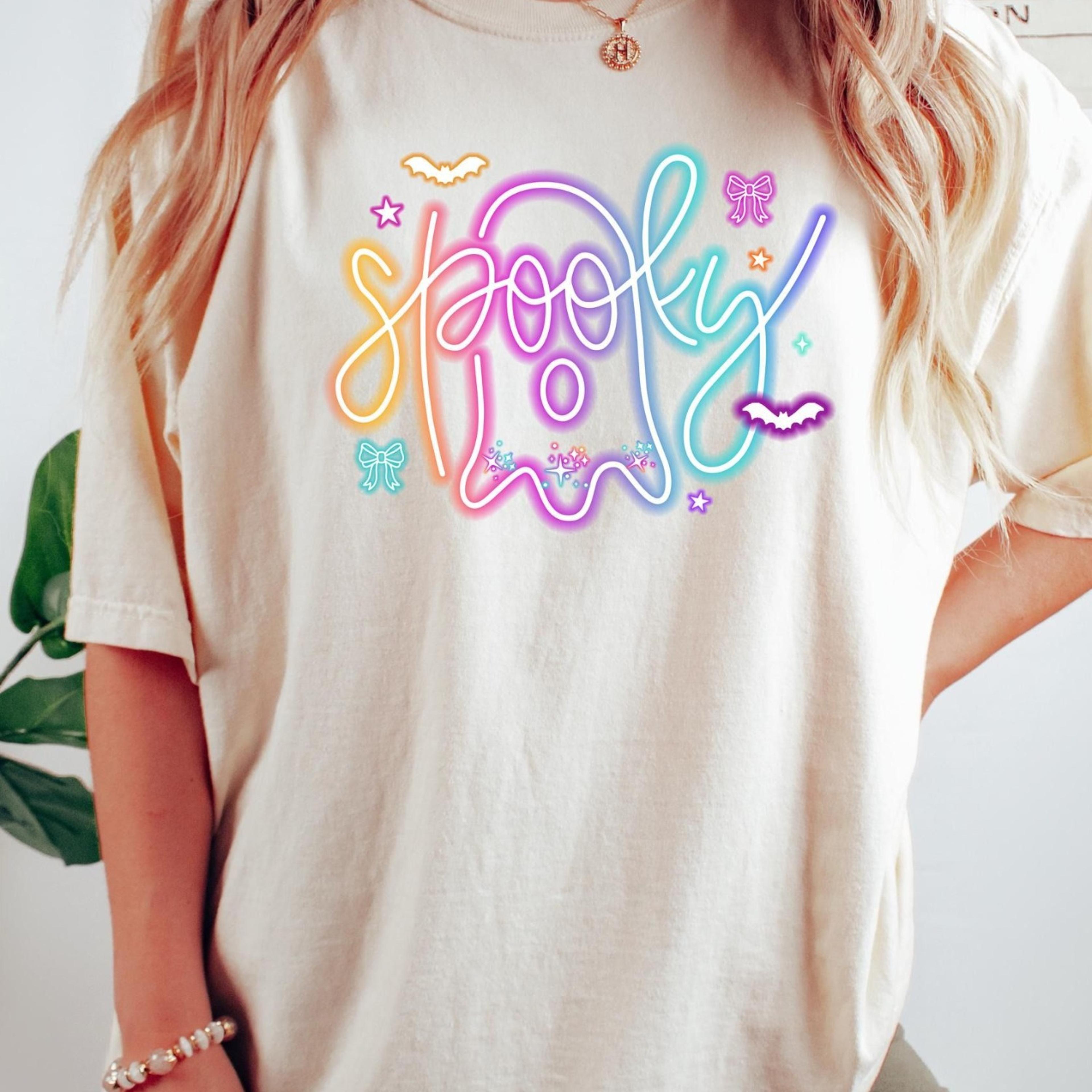 neon spooky ghost sweatshirt, neon ghost sweatshirt, neon spooky season shirt, spooky ghost sweatshirt, boo halloween sw