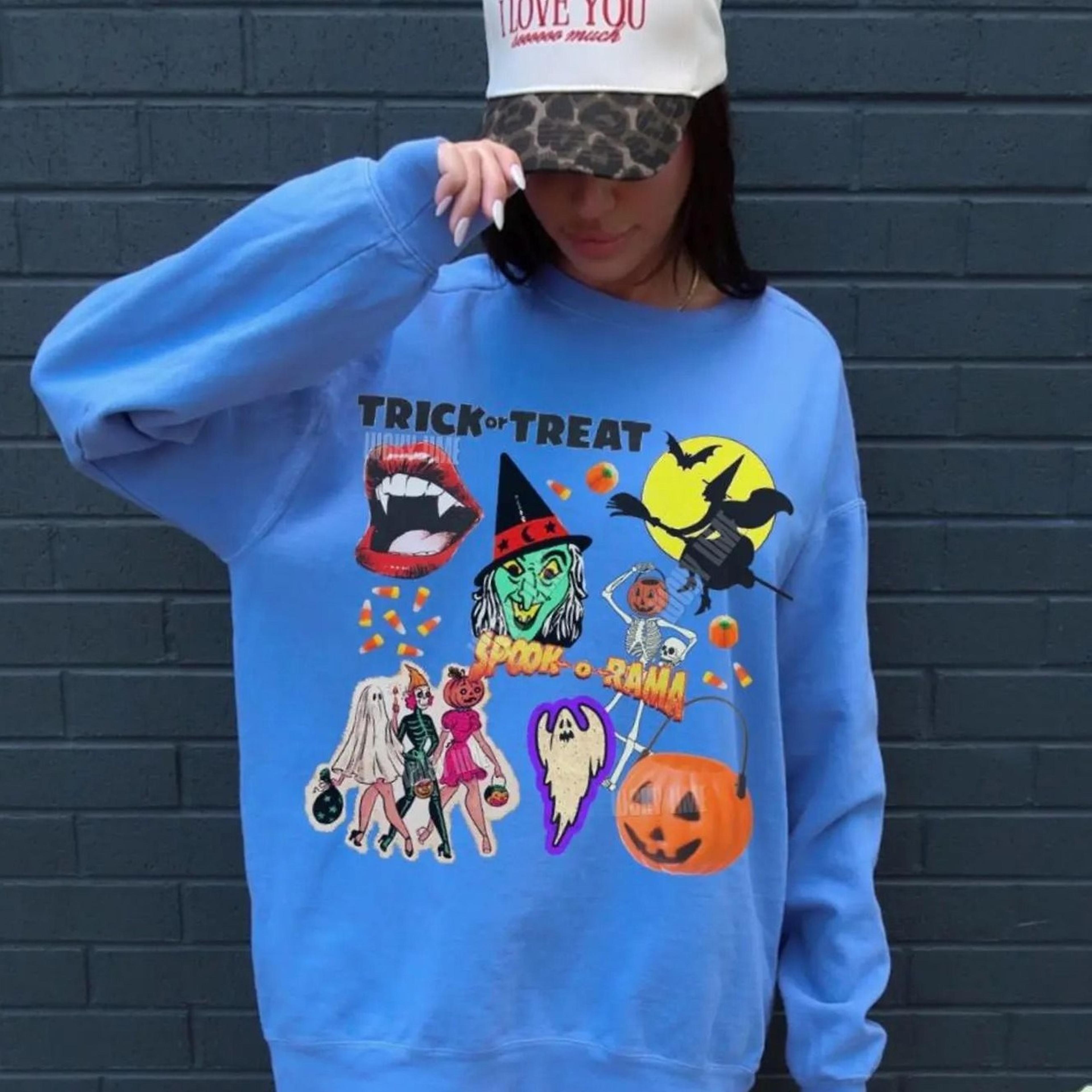 retro halloween sweatshirt, halloween sweatshirt, spooky season, retro vintage halloween, trick or treat