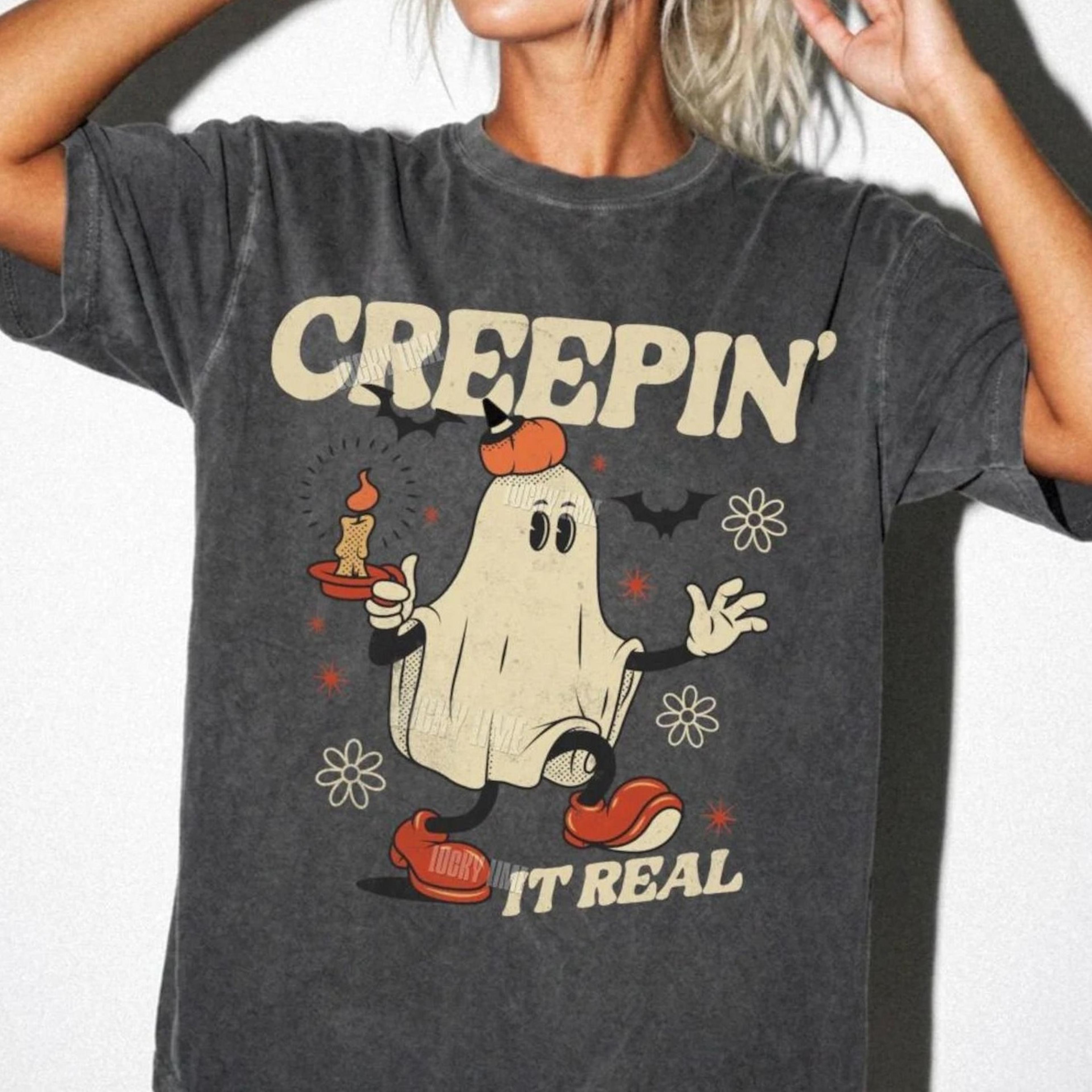 retro halloween shirt, creepin it real shirt, retro ghost tshirt, retro ghost graphic tee, spooky season shirt, cute gho
