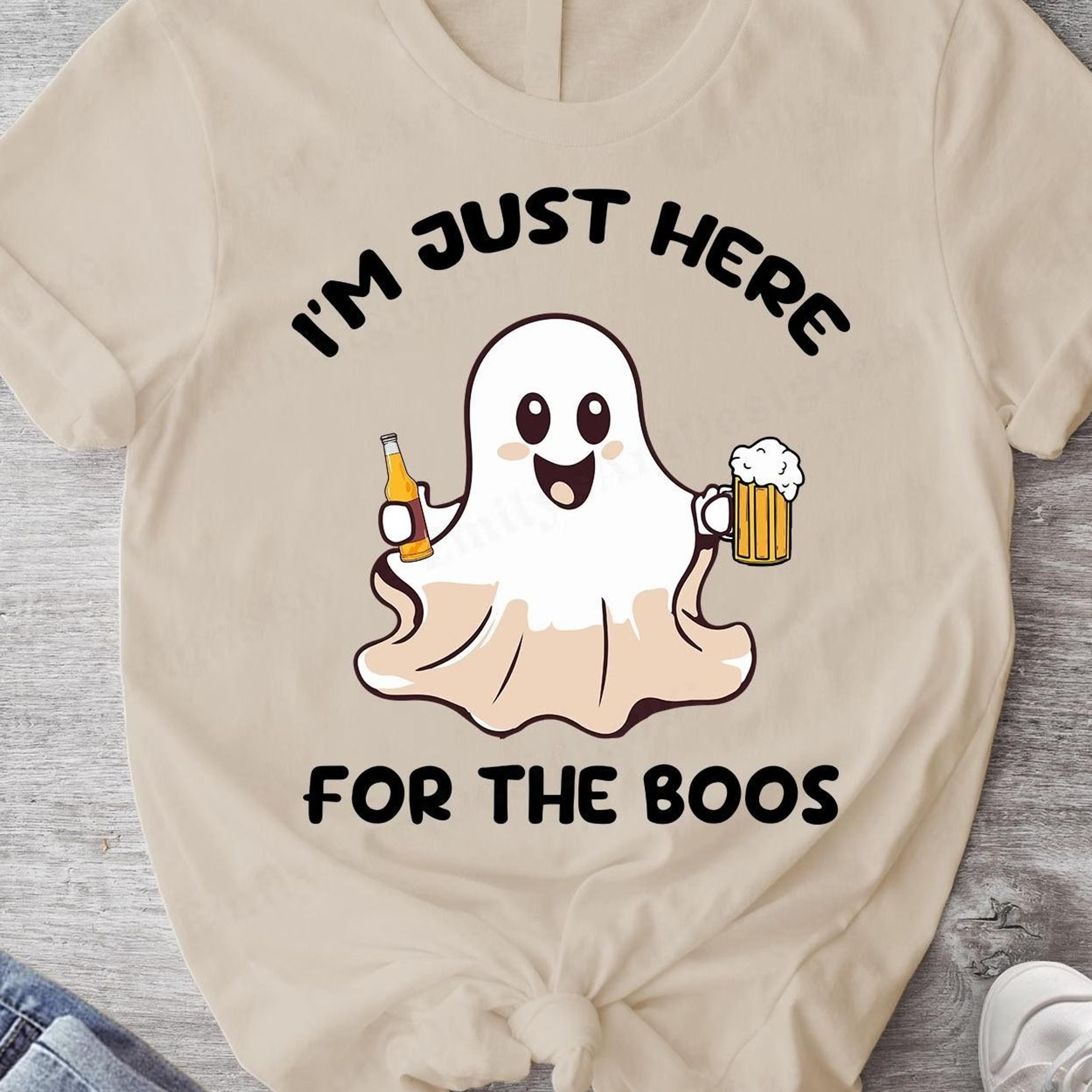funny halloween t-shirt i'm just here for the boo's spooky season cotton tee