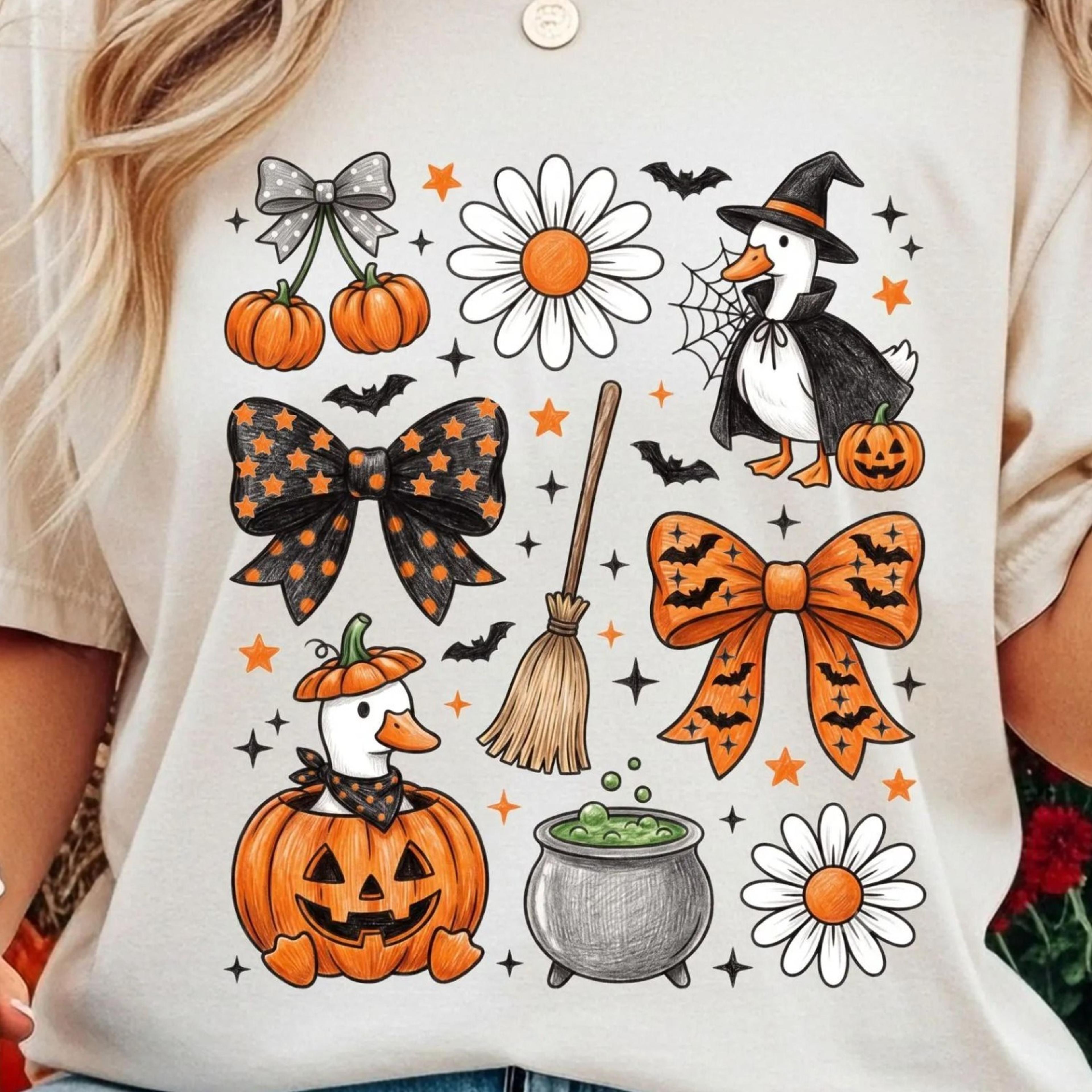 coquette bow halloween t-shirt, spooky duck shirt, farm halloween tee