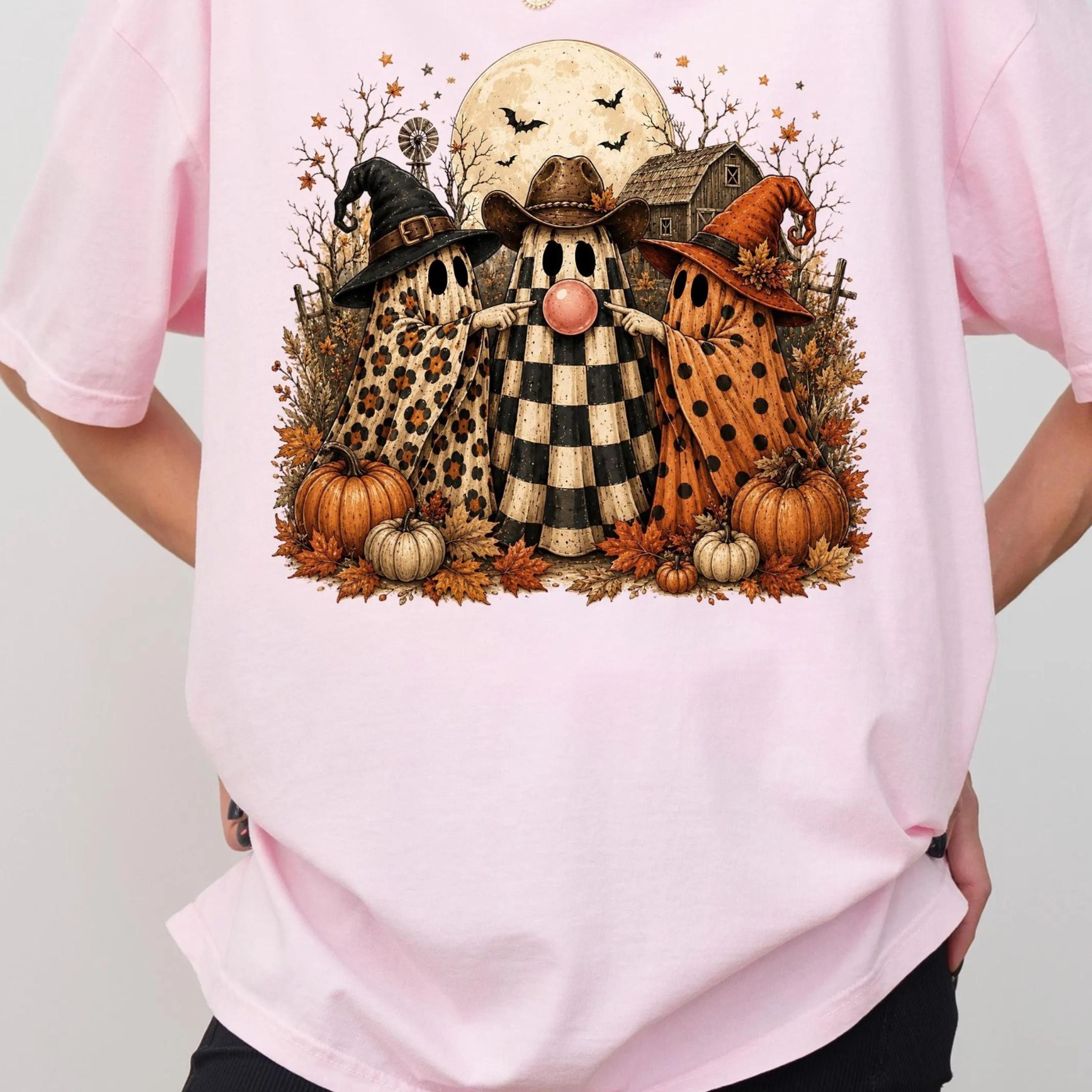 halloween moon t-shirt, funny ghost shirt, western country halloween tee