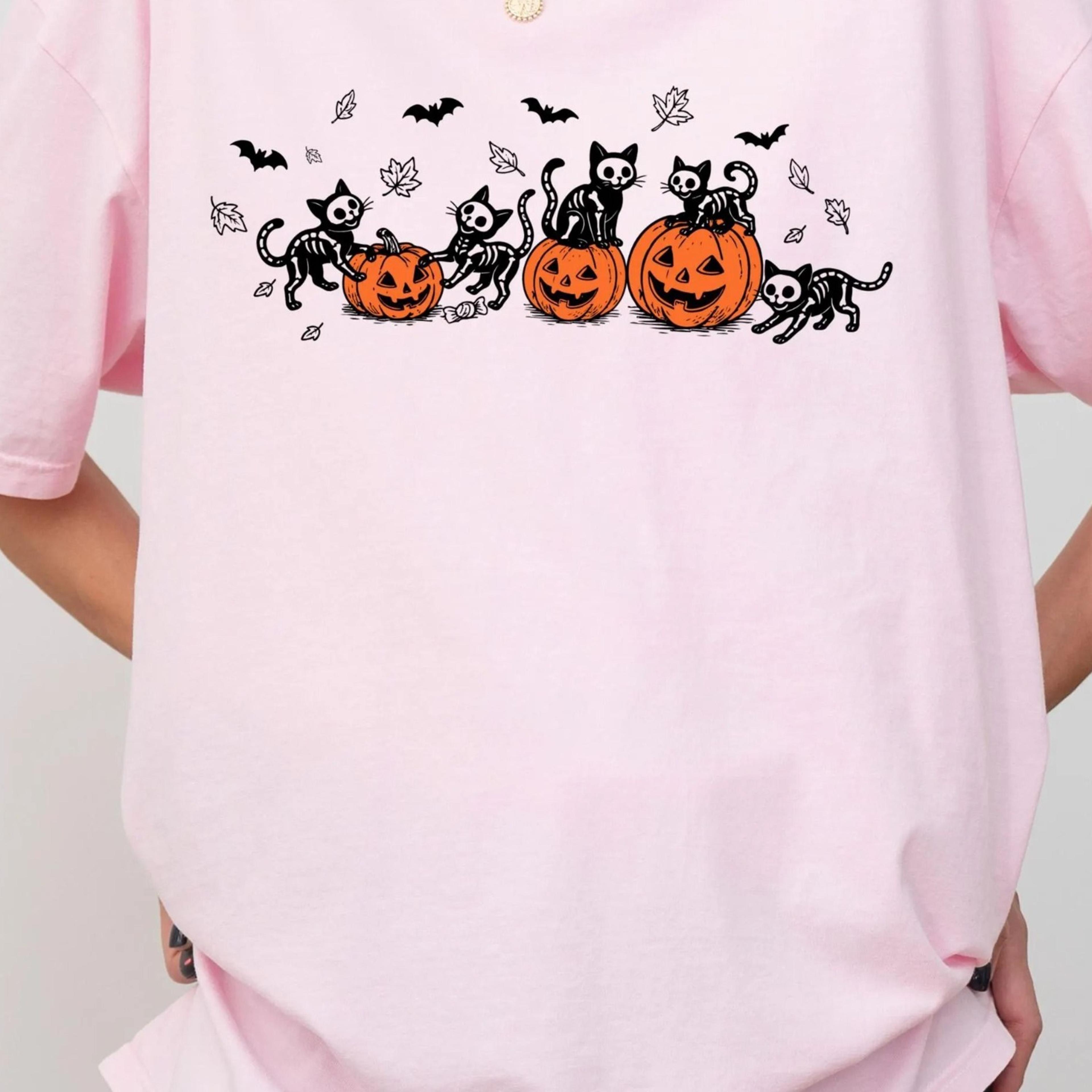 pumpkin season shirt, skeleton cat shirt, halloween cat tee, spooky shirt