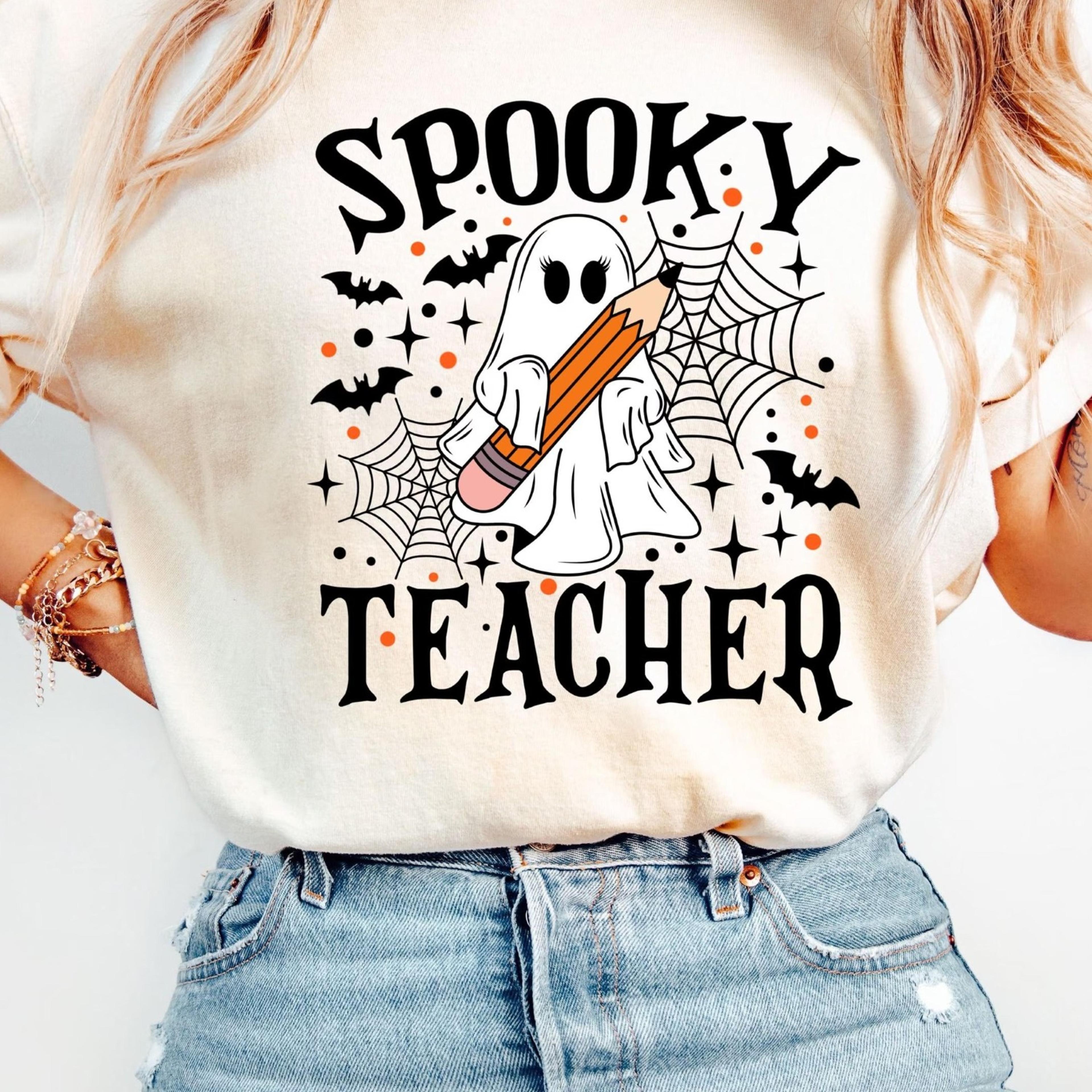 spooky teacher t-shirt, halloween teacher shirt, teacher ghost shirt