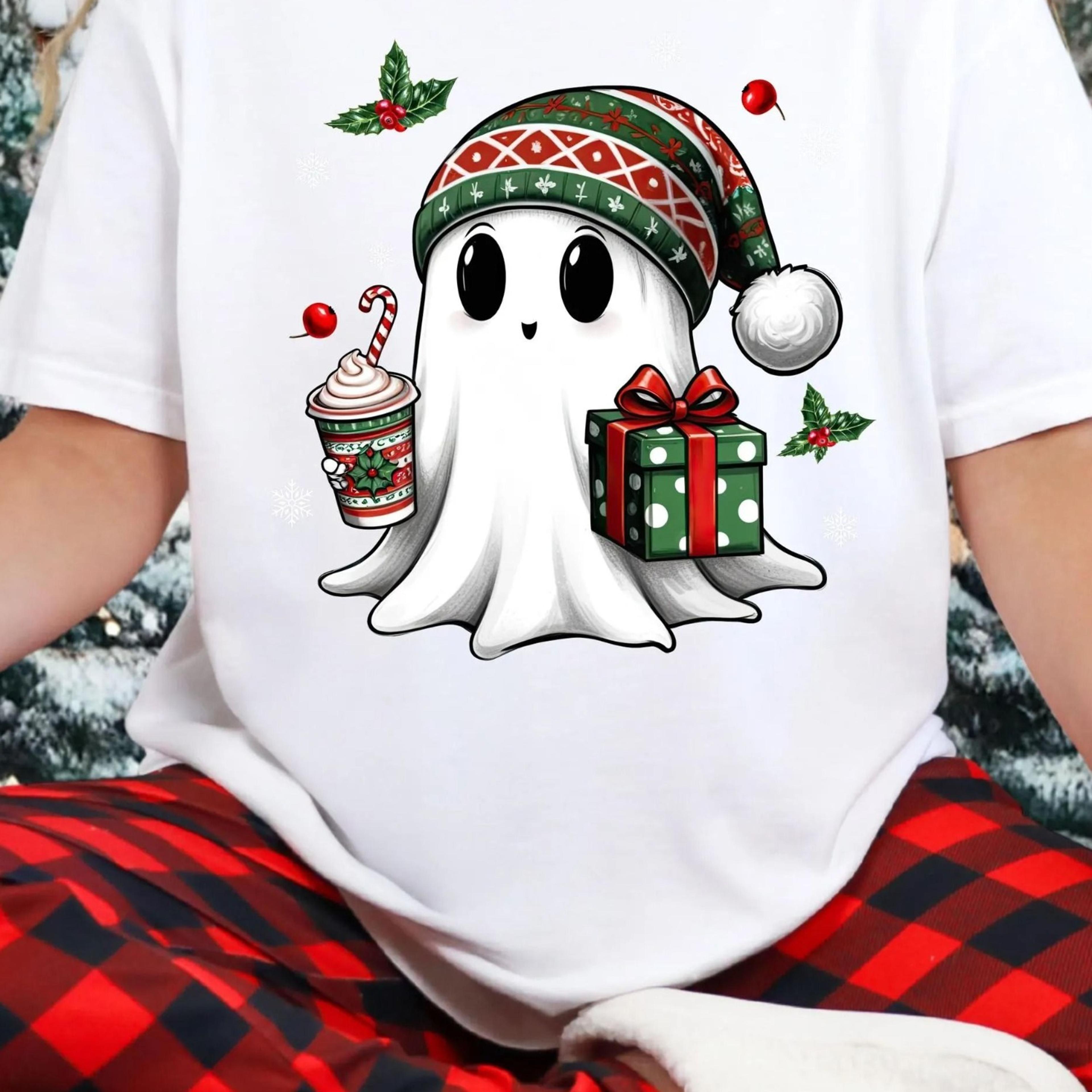 cute ghost christmas t-shirt, holiday shirt, halloween ghost shirt, christmas gift shirt, xmas ghost t-shirt