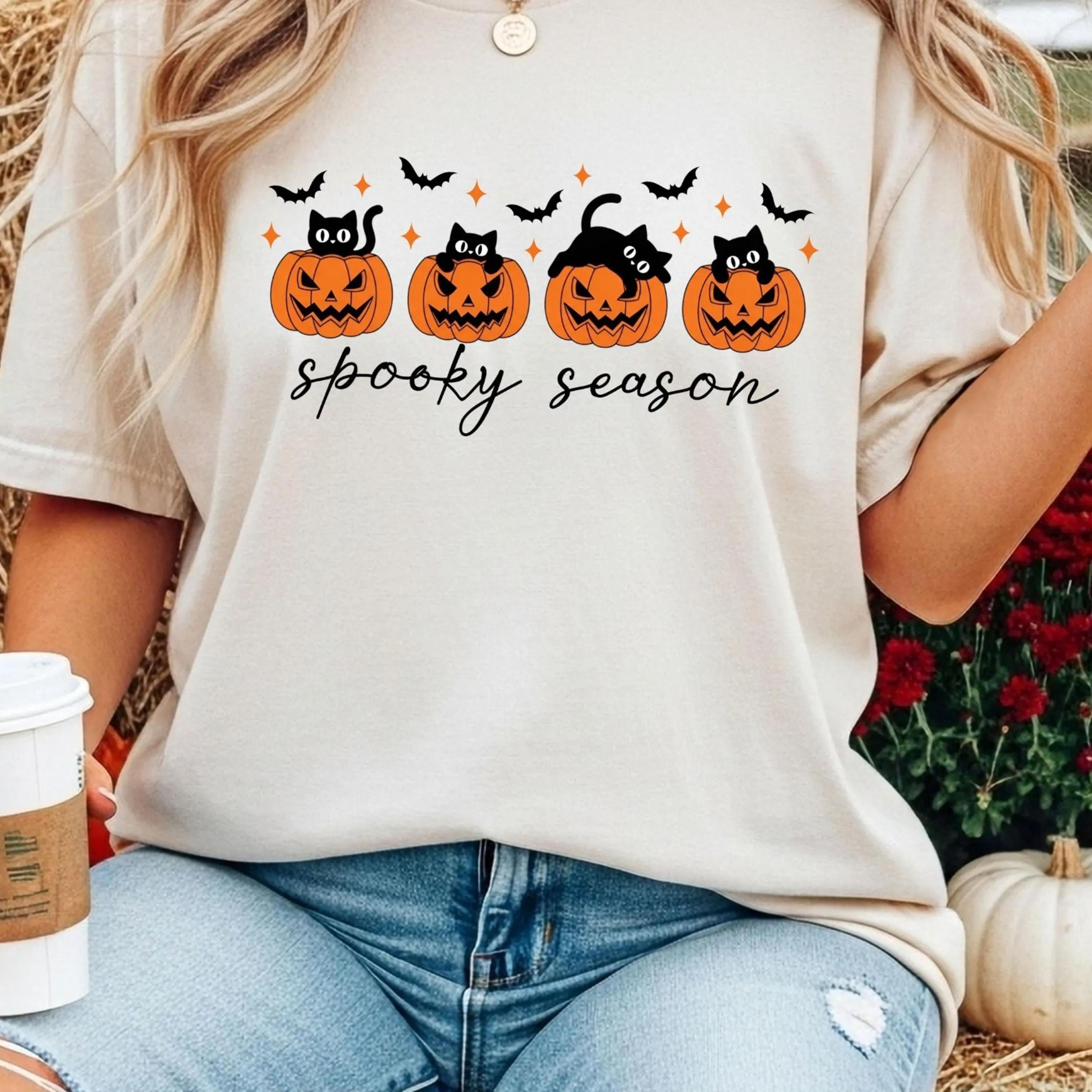 pumpkin and cat t-shirt, halloween cats tee, halloween shirt, cat lower halloween gift, spooky season shirt, fall cat s