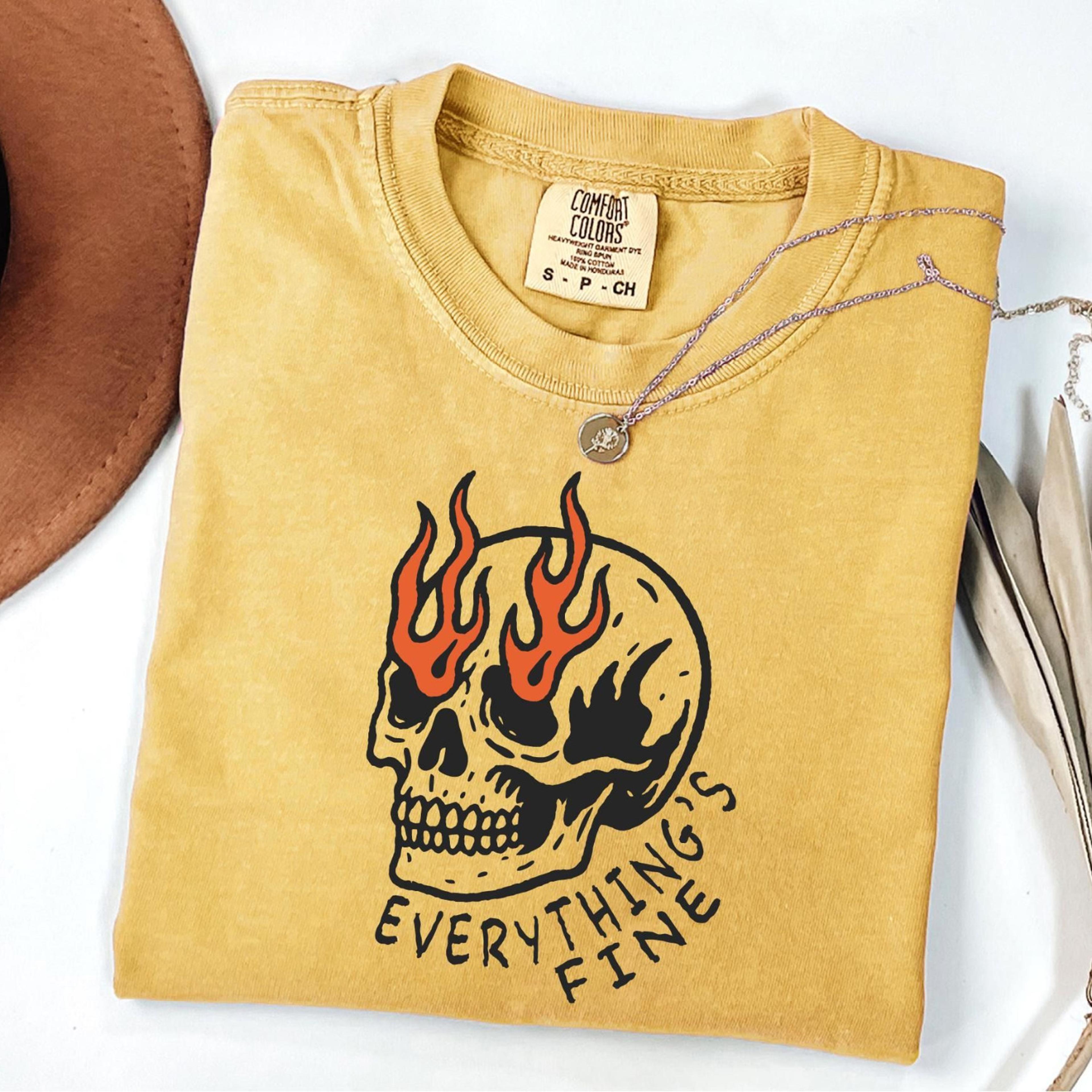 halloween skull shirt everything is fine skeleton graphic tee
